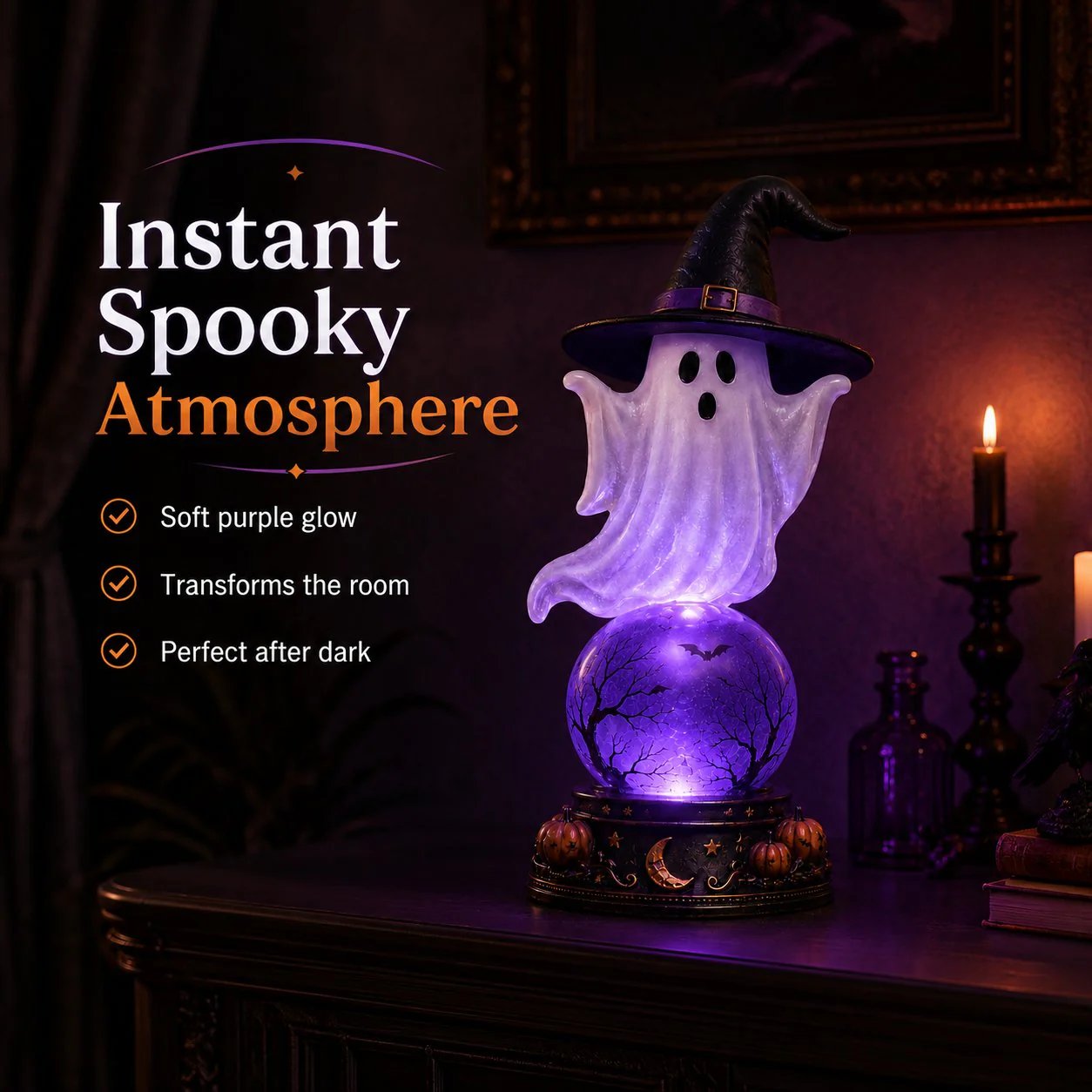 🔥 Last Day 55% OFF🎃Halloween Raven Crystal Ball Lighted Decor👻