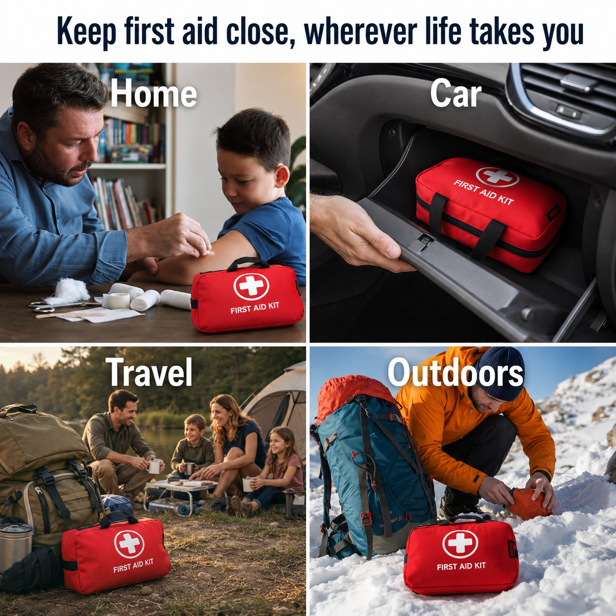 160-Piece First Aid Kit for Home, Car & Travel