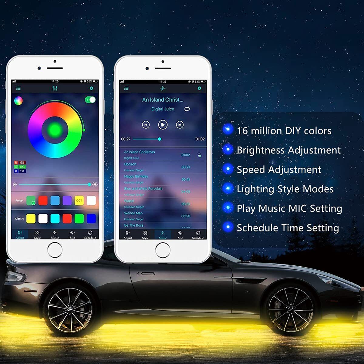 🔥 2025 Car Chassis Flexible RGB Waterproof LED Strip Lights (4PCS)