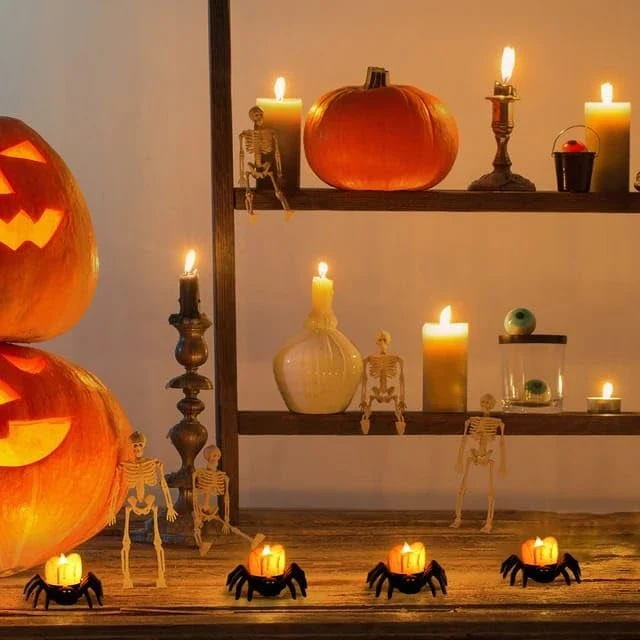 🏆2026 Hot Sale⚡🎃Halloween LED Pumpkin Lamp with Creepy Spider - Flameless Flickering Candle Light for Home Decor🕷️