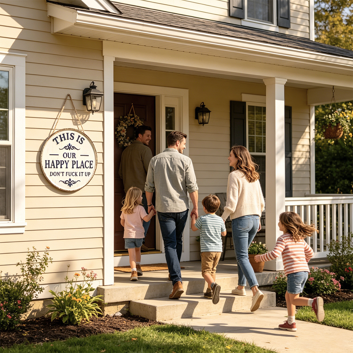 “This Is Our Happy Place” Hanging Sign