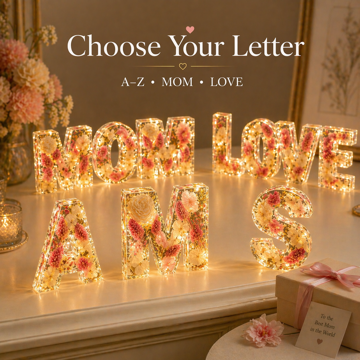🎁Mother’s Day Sale 60% Off-🌸Personalized Floral Letter Night Light