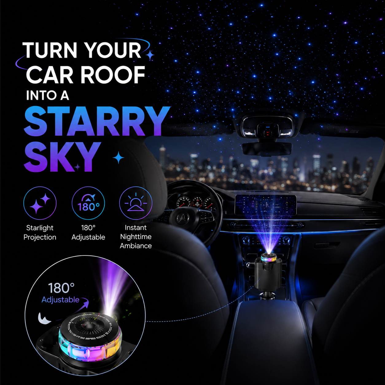 80% OFF 🚗⚡ 5-in-1 Retractable Car Charger with Aromatherapy & Starlight