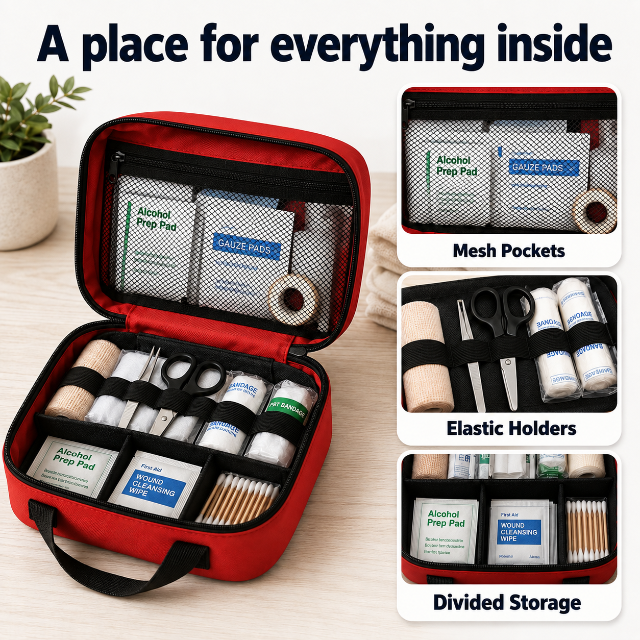 160-Piece First Aid Kit for Home, Car & Travel