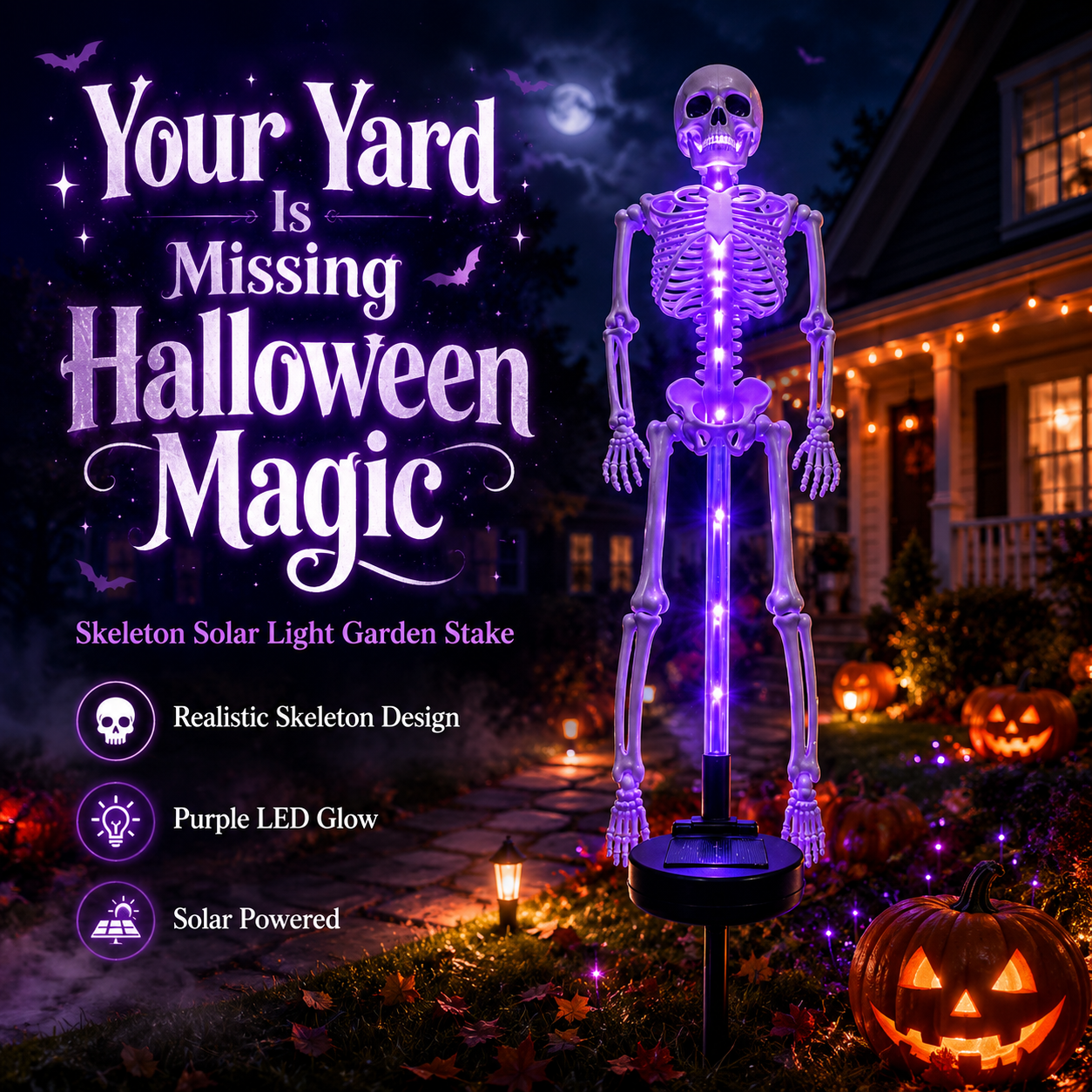🎃 Halloween Early Bird Sale | 🔥 70% OFF 💀 Skeleton Solar Light Garden Stake