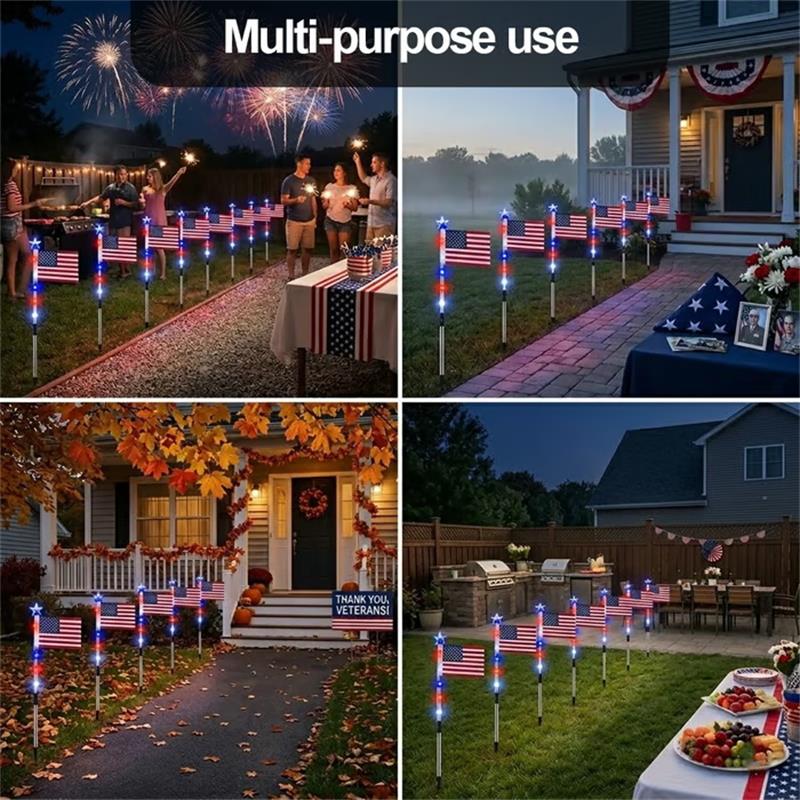 ✨Last Day 60% OFF🔥8 Solar American Flag Pathway Lights🇺🇸
