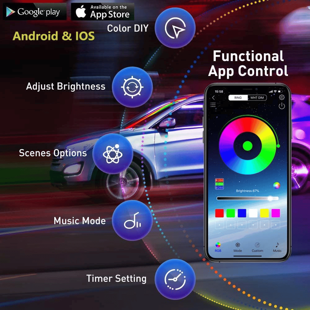 🔥 2025 Car Chassis Flexible RGB Waterproof LED Strip Lights (4PCS)