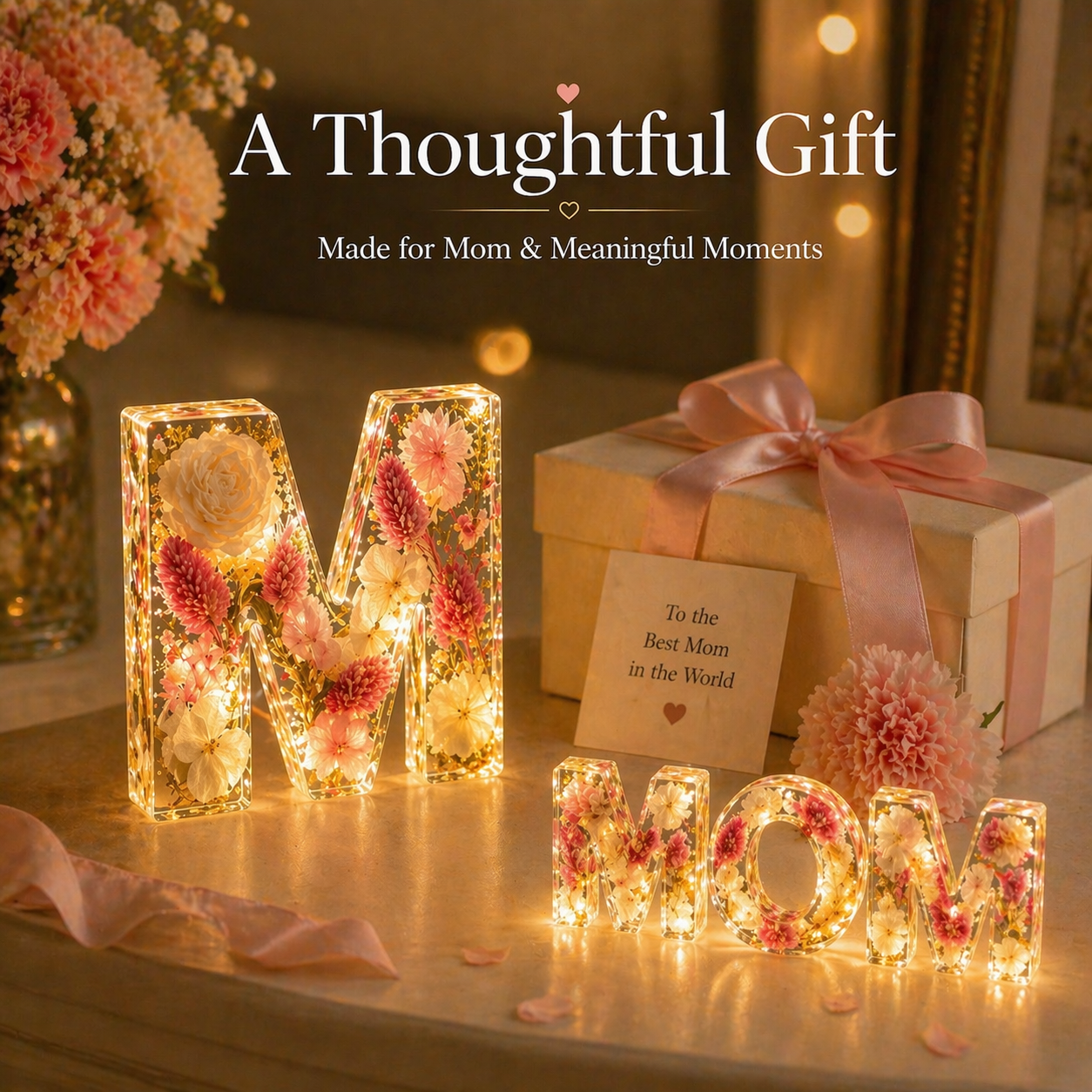 🎁Mother’s Day Sale 60% Off-🌸Personalized Floral Letter Night Light