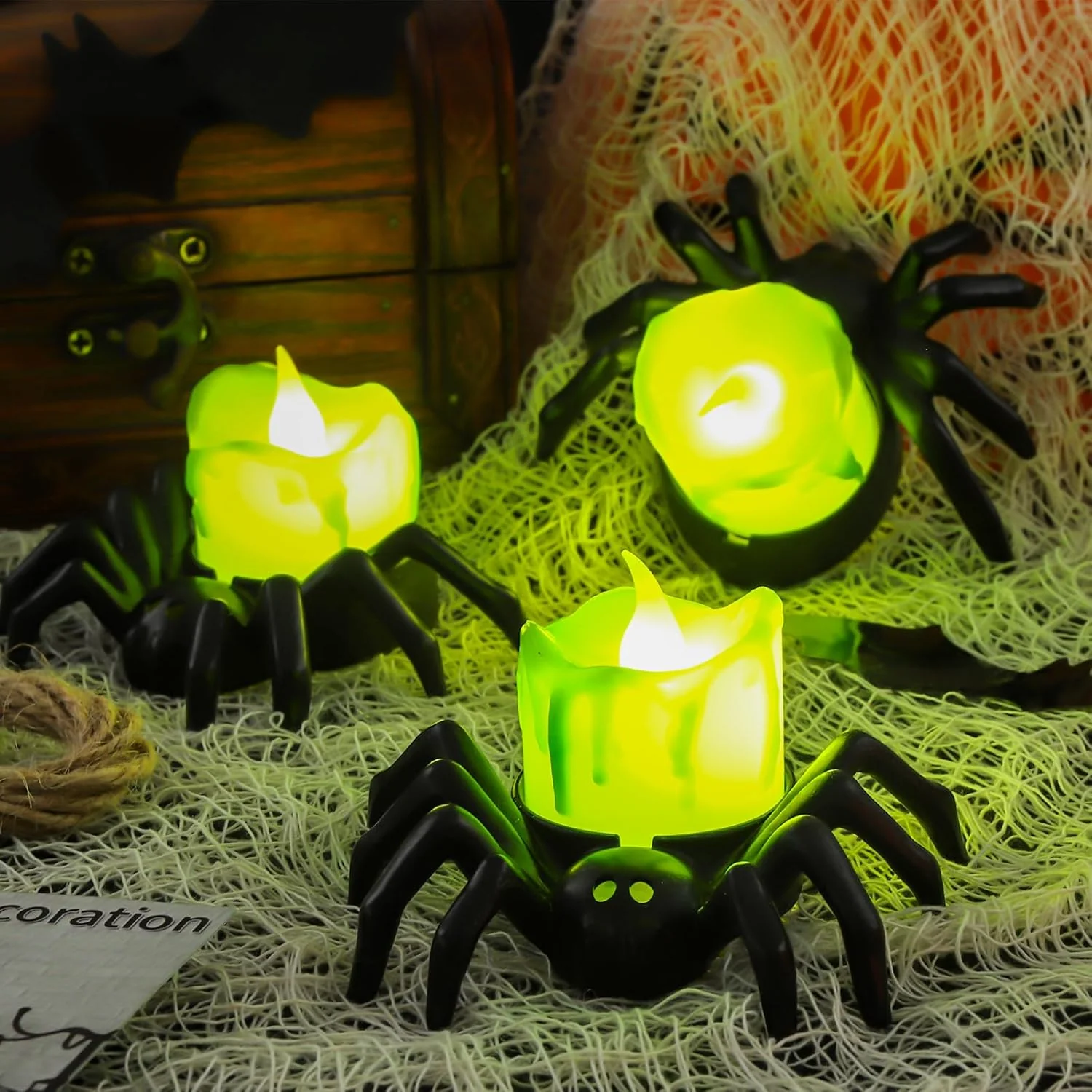 🏆2026 Hot Sale⚡🎃Halloween LED Pumpkin Lamp with Creepy Spider - Flameless Flickering Candle Light for Home Decor🕷️