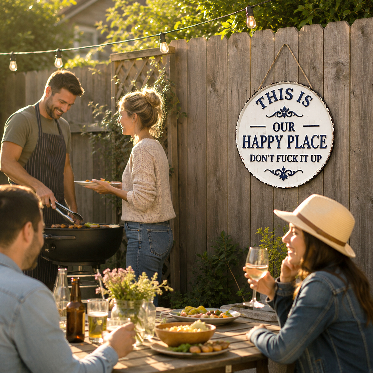 “This Is Our Happy Place” Hanging Sign