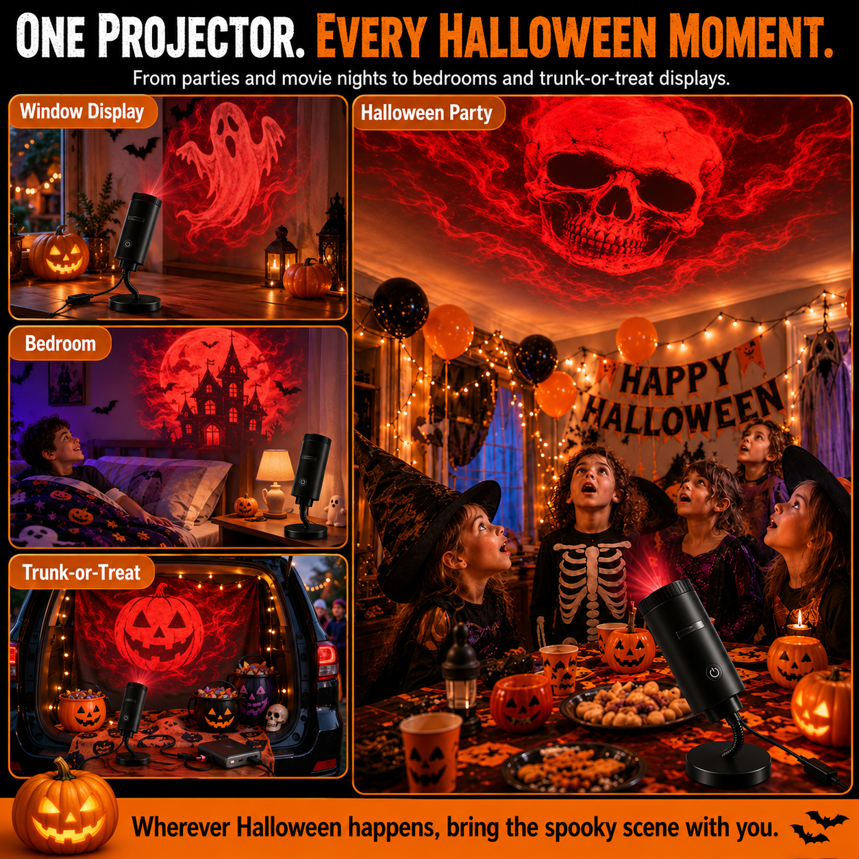 🎃 Halloween Sale 70% OFF 💫 Plug-&-Play Halloween Scene Projector