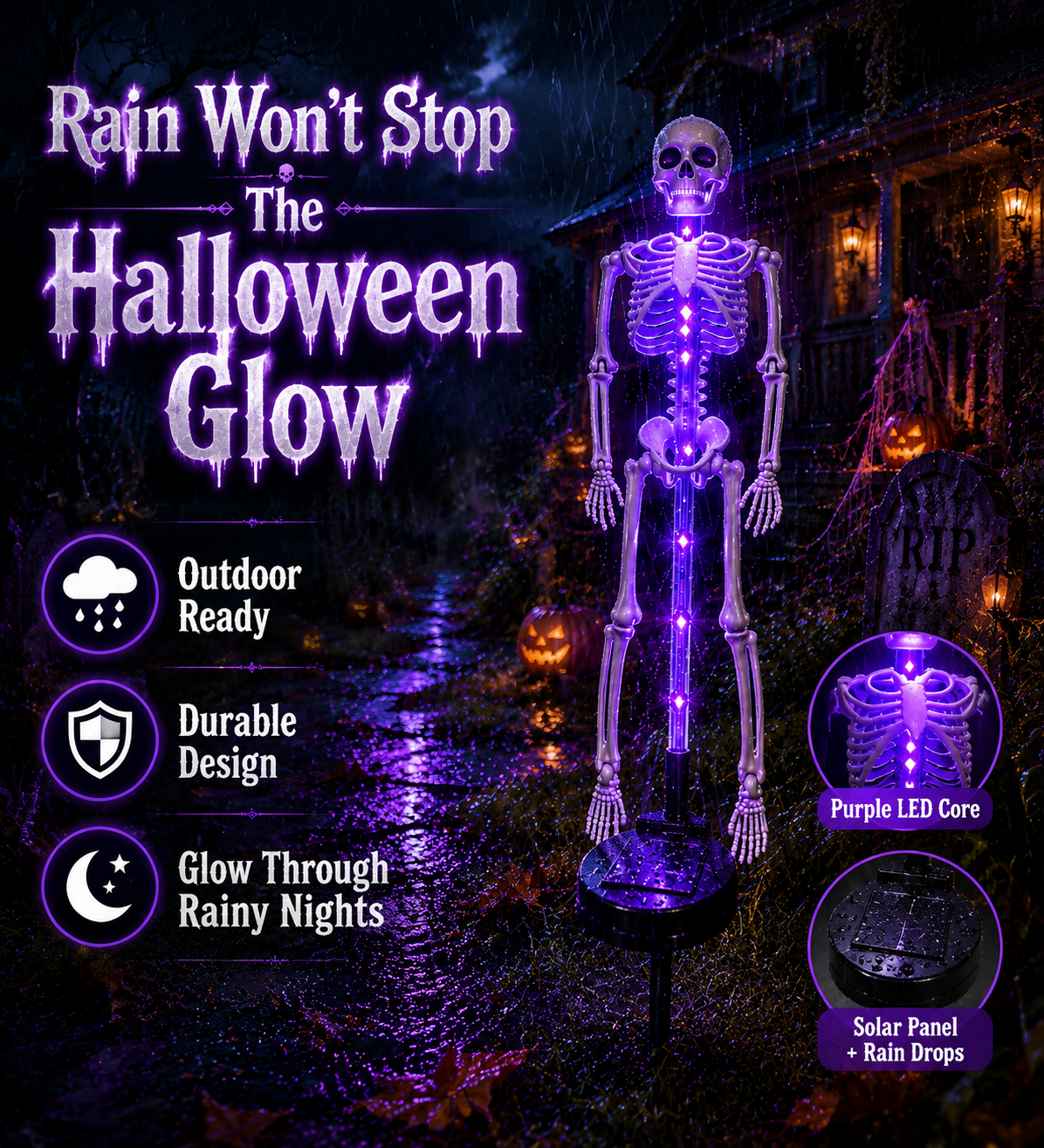 🎃 Halloween Early Bird Sale | 🔥 60% OFF 💀 Skeleton Solar Light Garden Stake