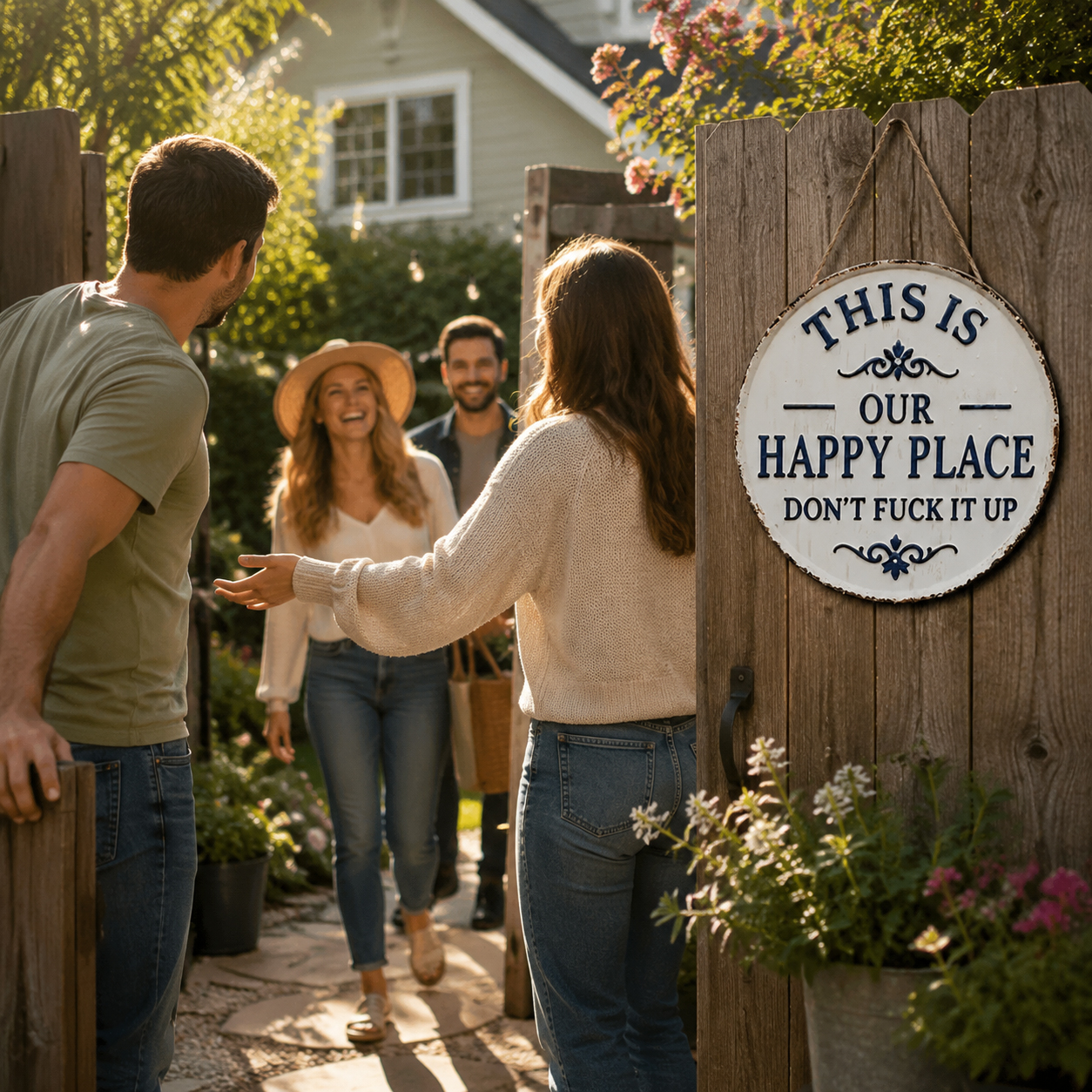 “This Is Our Happy Place” Hanging Sign