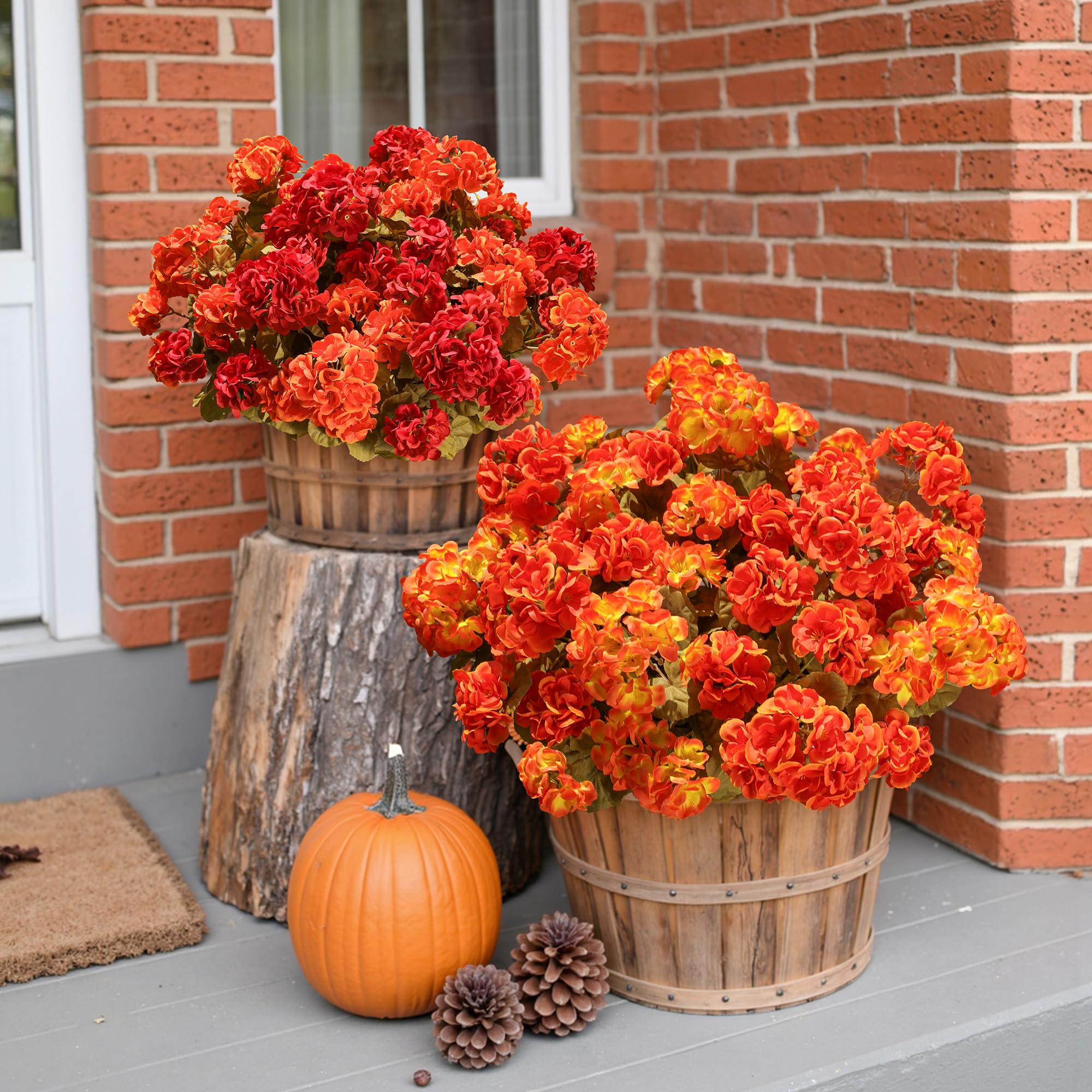 🌸 Lush, UV-Resistant Artificial Geraniums – Real Look, No Maintenance! 🌞🏡💐