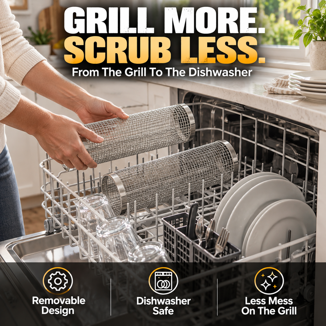 🔥75% OFF - Rolling 304 Stainless Steel Grill Basket for Small Foods