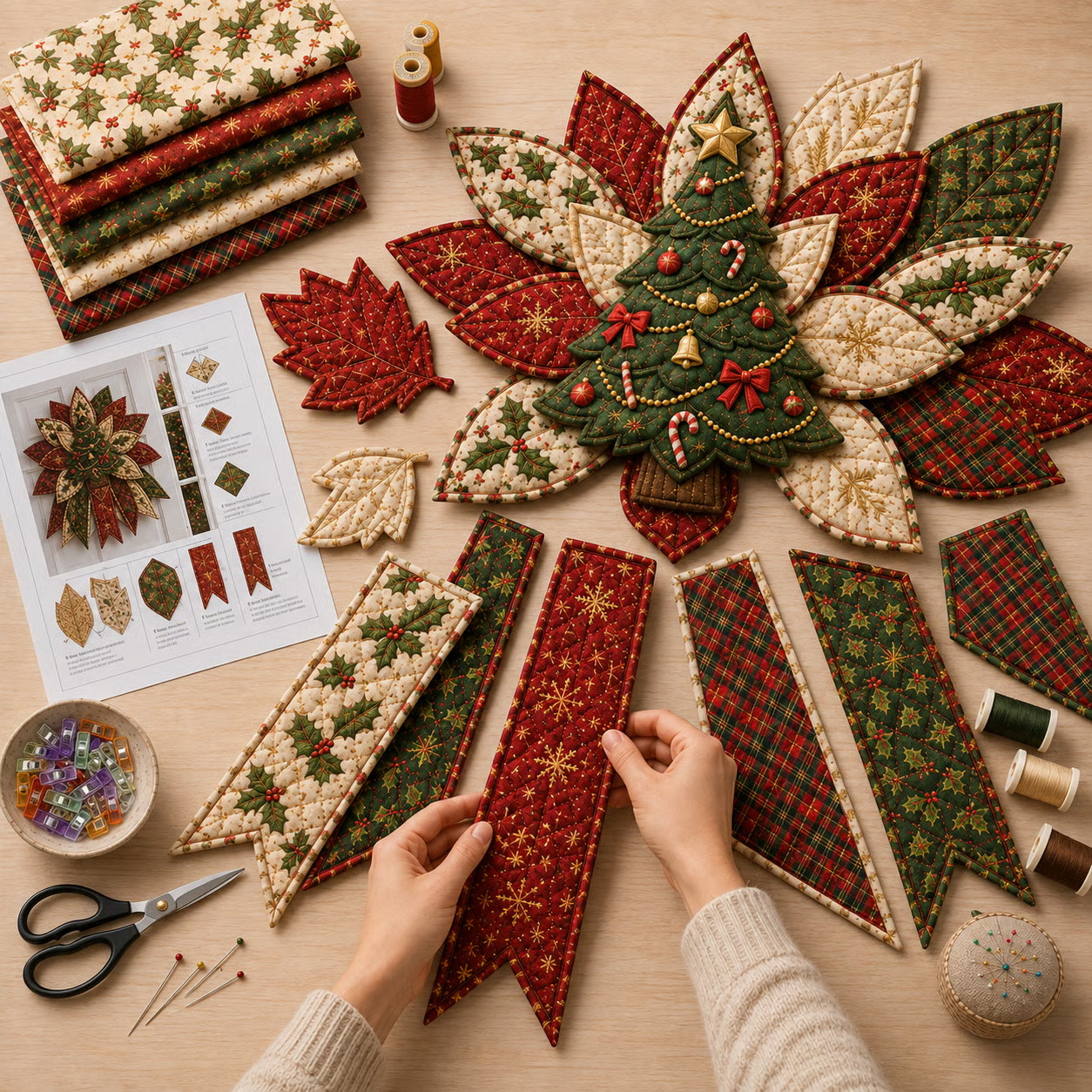 🎄 HOT SALE 70% OFF 🎅 Beginner-Friendly Oversized Christmas Quilted Door Hanger Kit