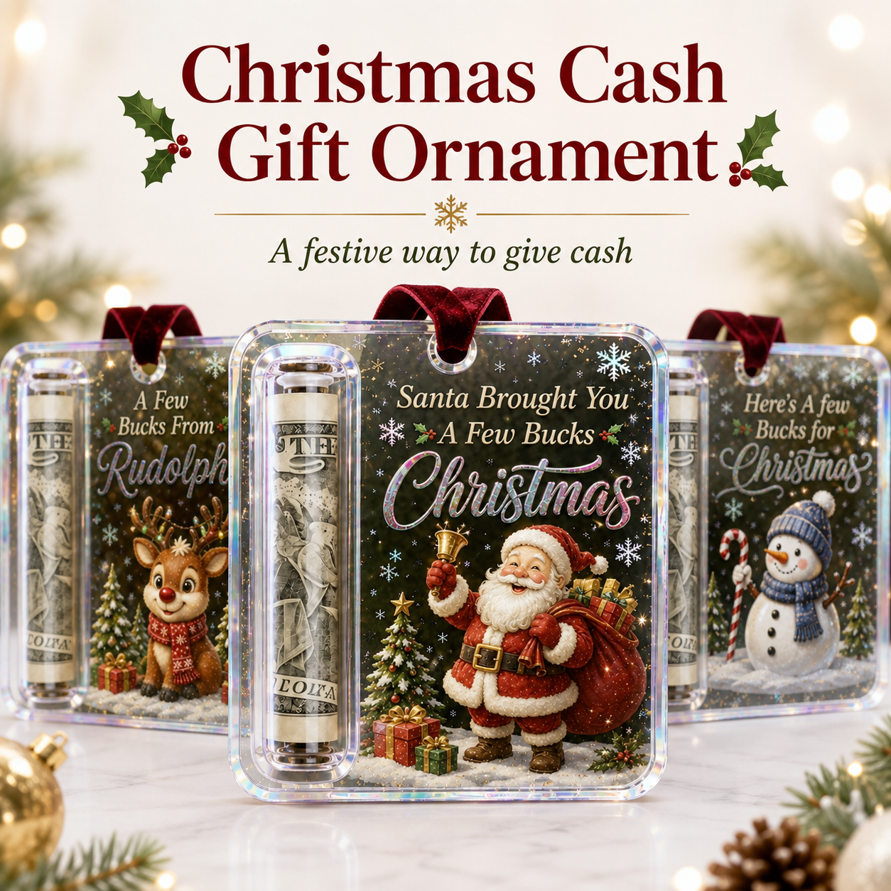 🔥 75% OFF Today - 🎄Christmas Cash Gift Ornament - Make Cash Feel Like A Real Christmas Gift 💵