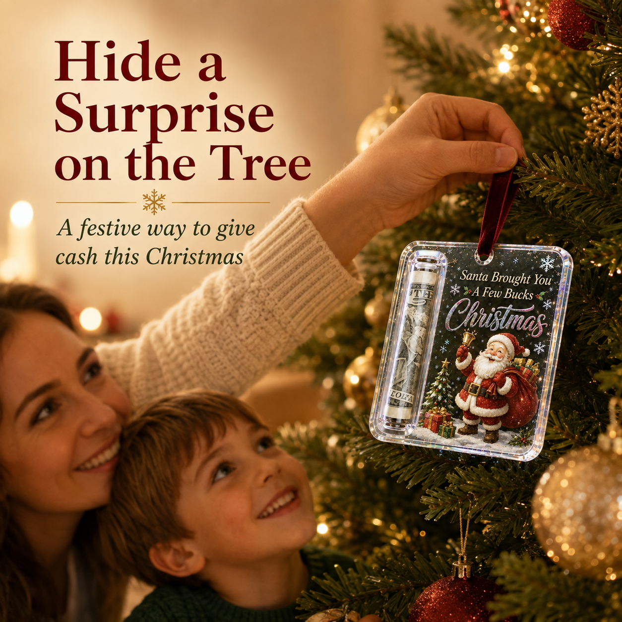 🔥 75% OFF Today - 🎄Christmas Cash Gift Ornament - Make Cash Feel Like A Real Christmas Gift 💵