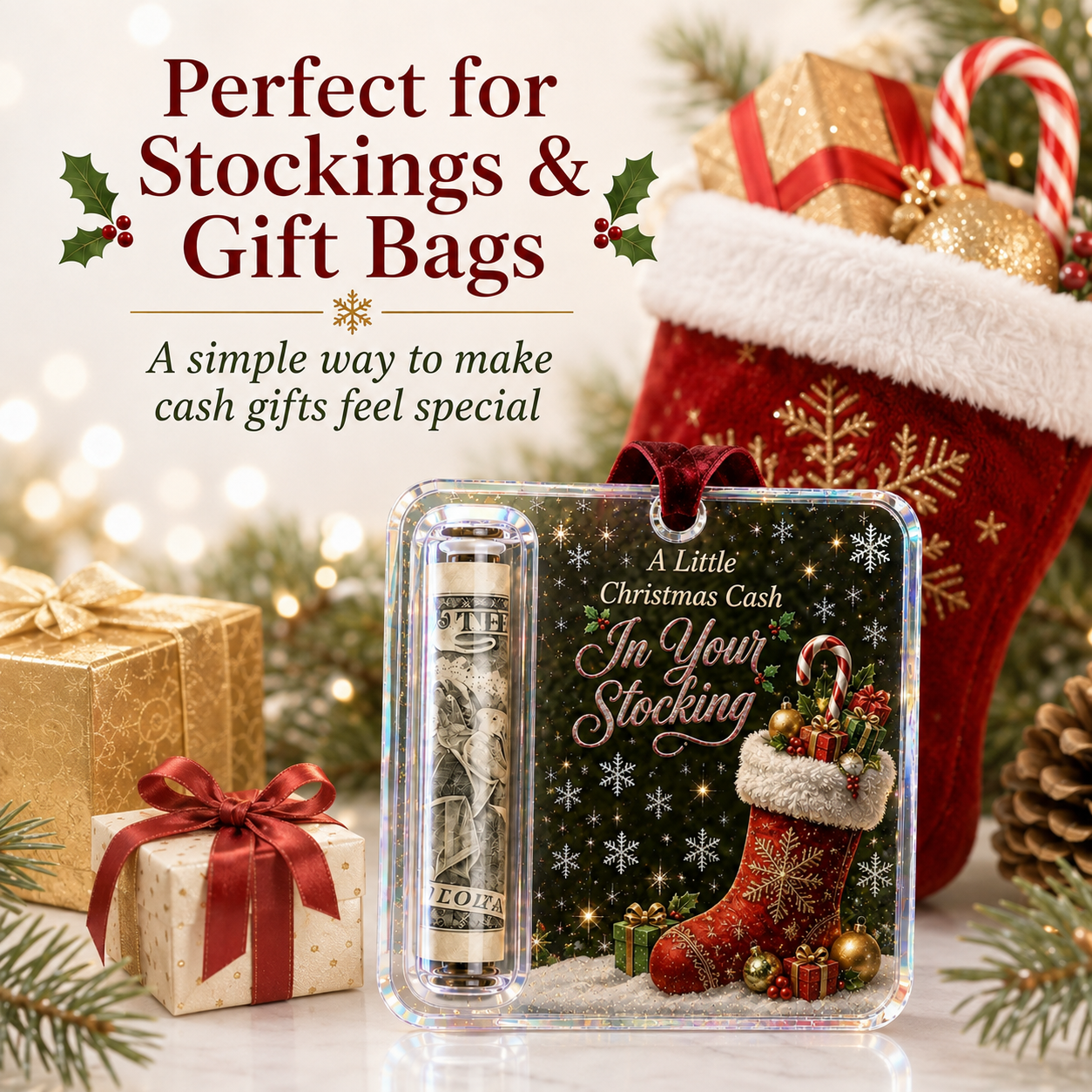 🔥 75% OFF Today - 🎄Christmas Cash Gift Ornament - Make Cash Feel Like A Real Christmas Gift 💵