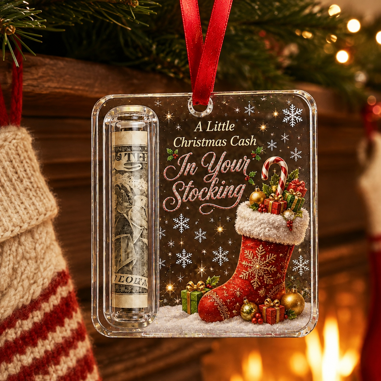 🔥 75% OFF Today - 🎄Christmas Cash Gift Ornament - Make Cash Feel Like A Real Christmas Gift 💵