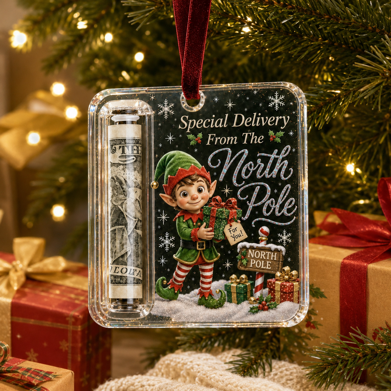 🔥 75% OFF Today - 🎄Christmas Cash Gift Ornament - Make Cash Feel Like A Real Christmas Gift 💵