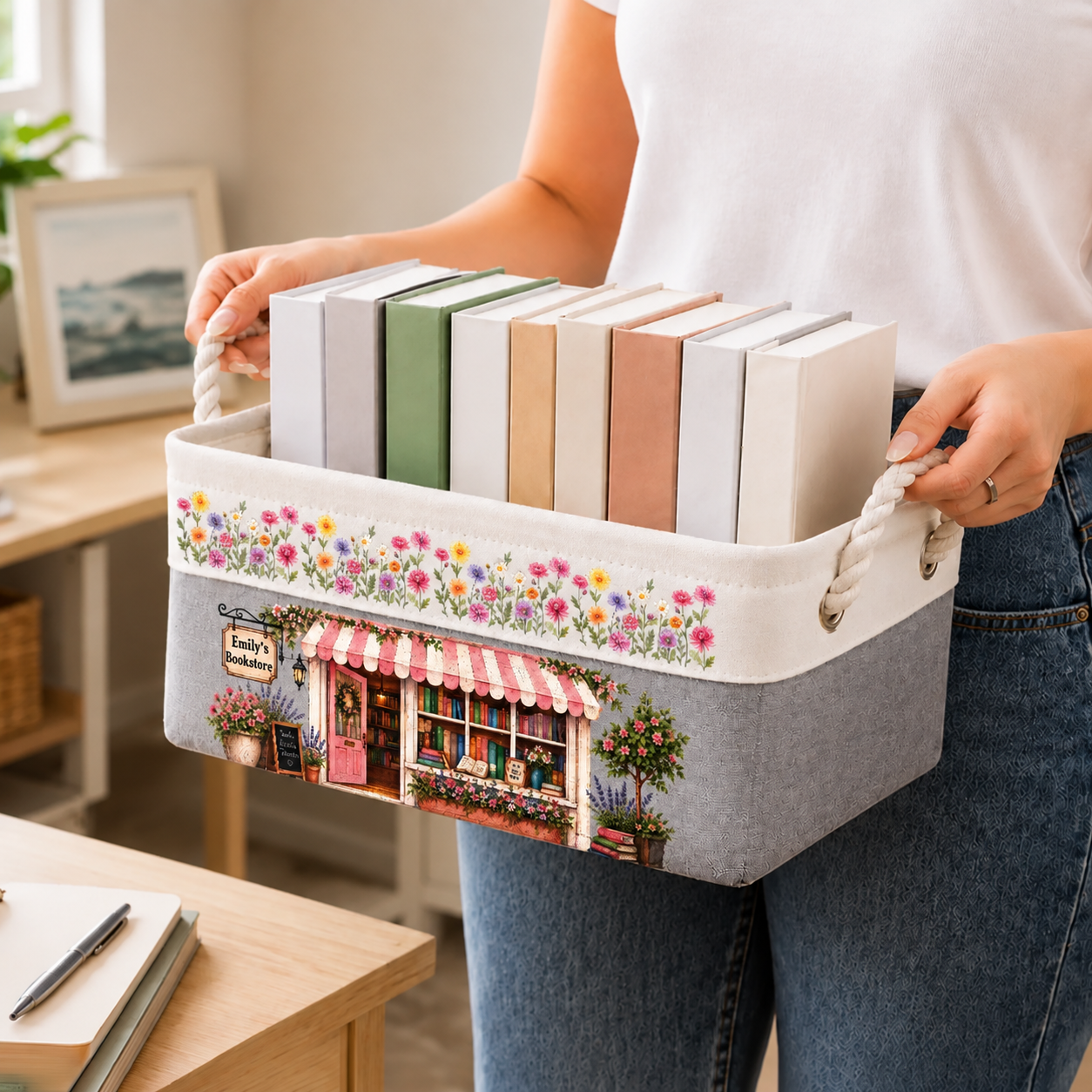 🔥 70% OFF Today - Custom Storage Basket - Personalized Bookish Gifts For Book Lovers, Bookworms, Readers