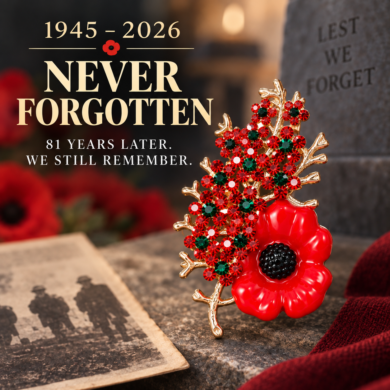 🌺 Anniversary Special 80% OFF ❤️ 1945–2026 "Never Forgotten" Victory Blossom Keepsake