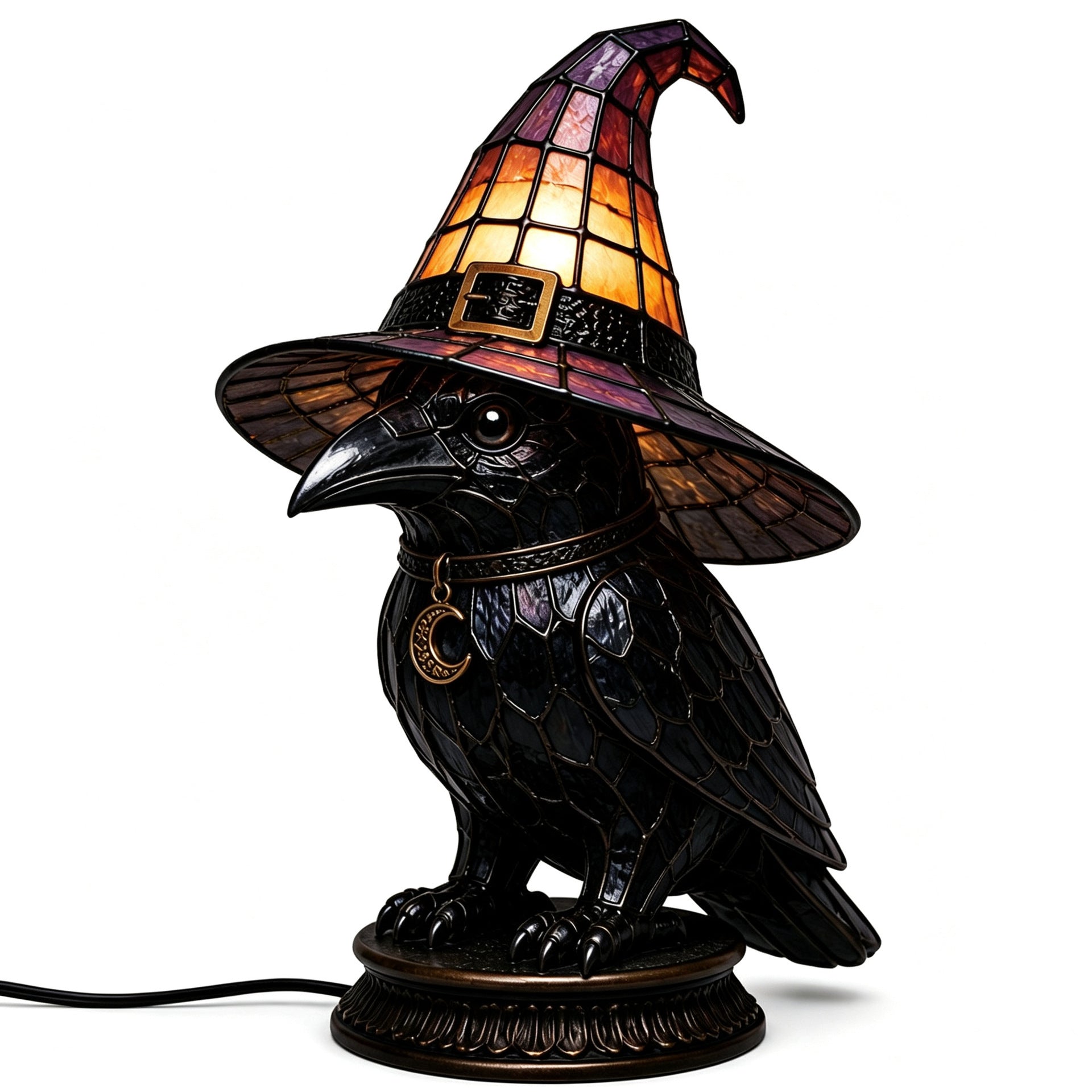 🐈Mystic Witch Cat Lamp ✨  Gothic Stained Glass Halloween Decor 🔥