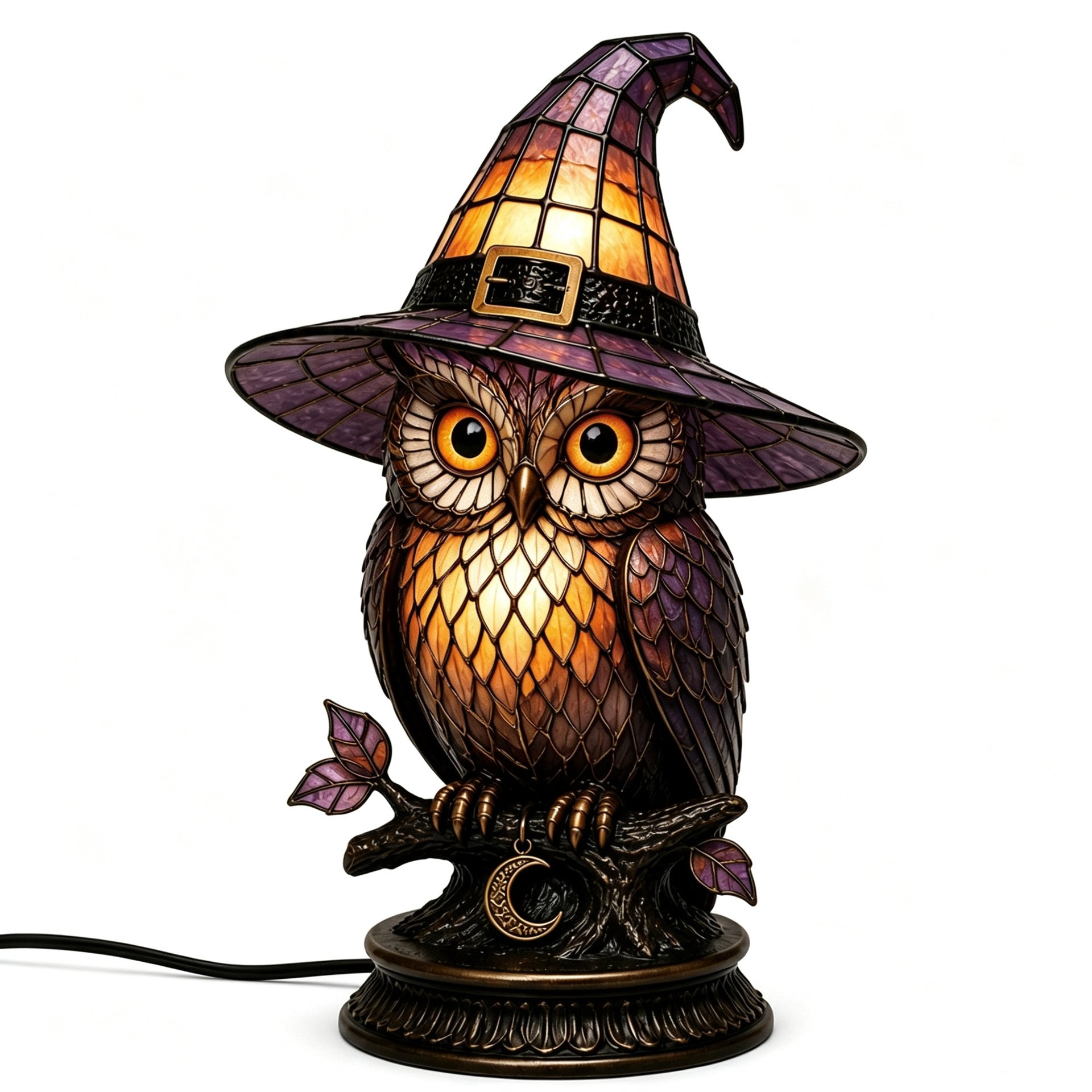 🐈Mystic Witch Cat Lamp ✨  Gothic Stained Glass Halloween Decor 🔥