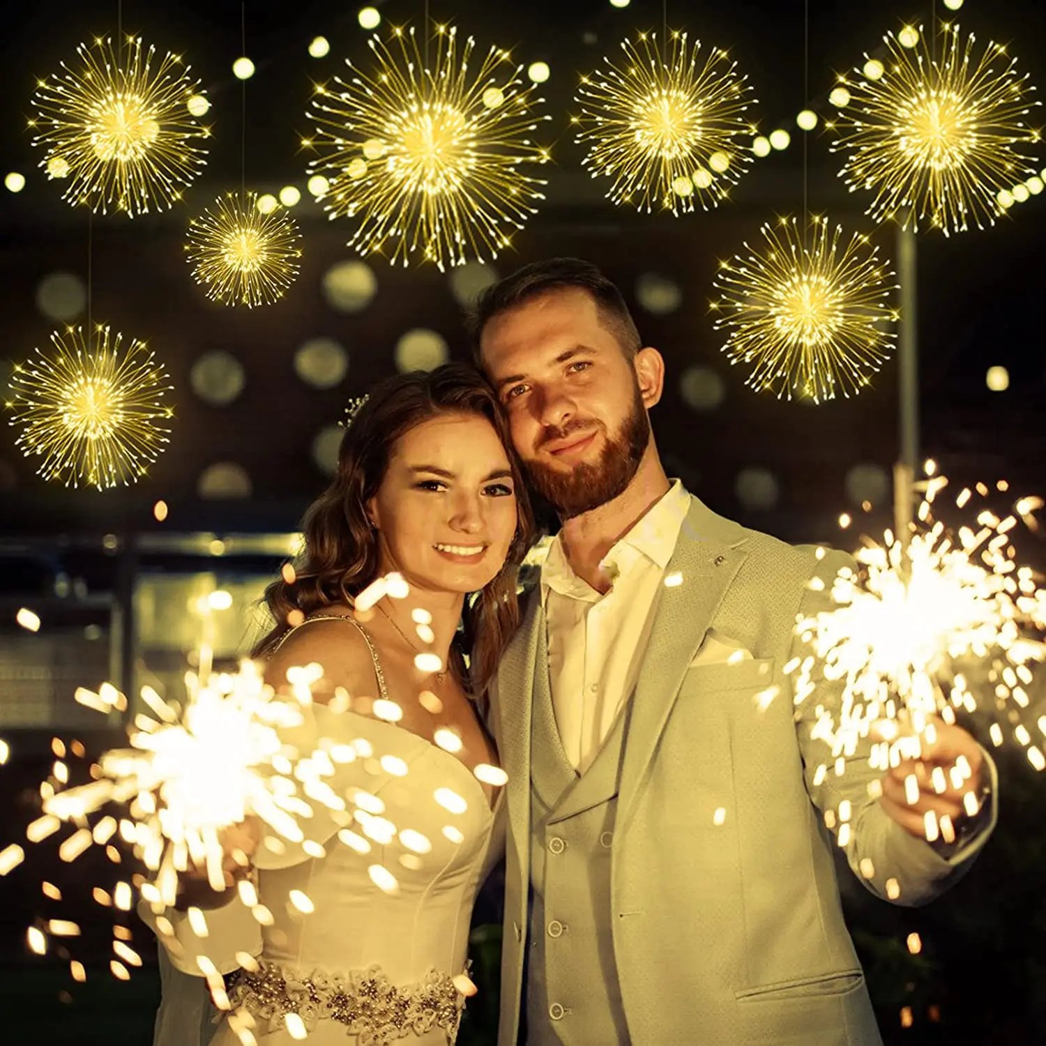 🎄Christmas Hot Sale 49%OFF-✨Hanging Starburst Fairy Lights for Christmas 🎅