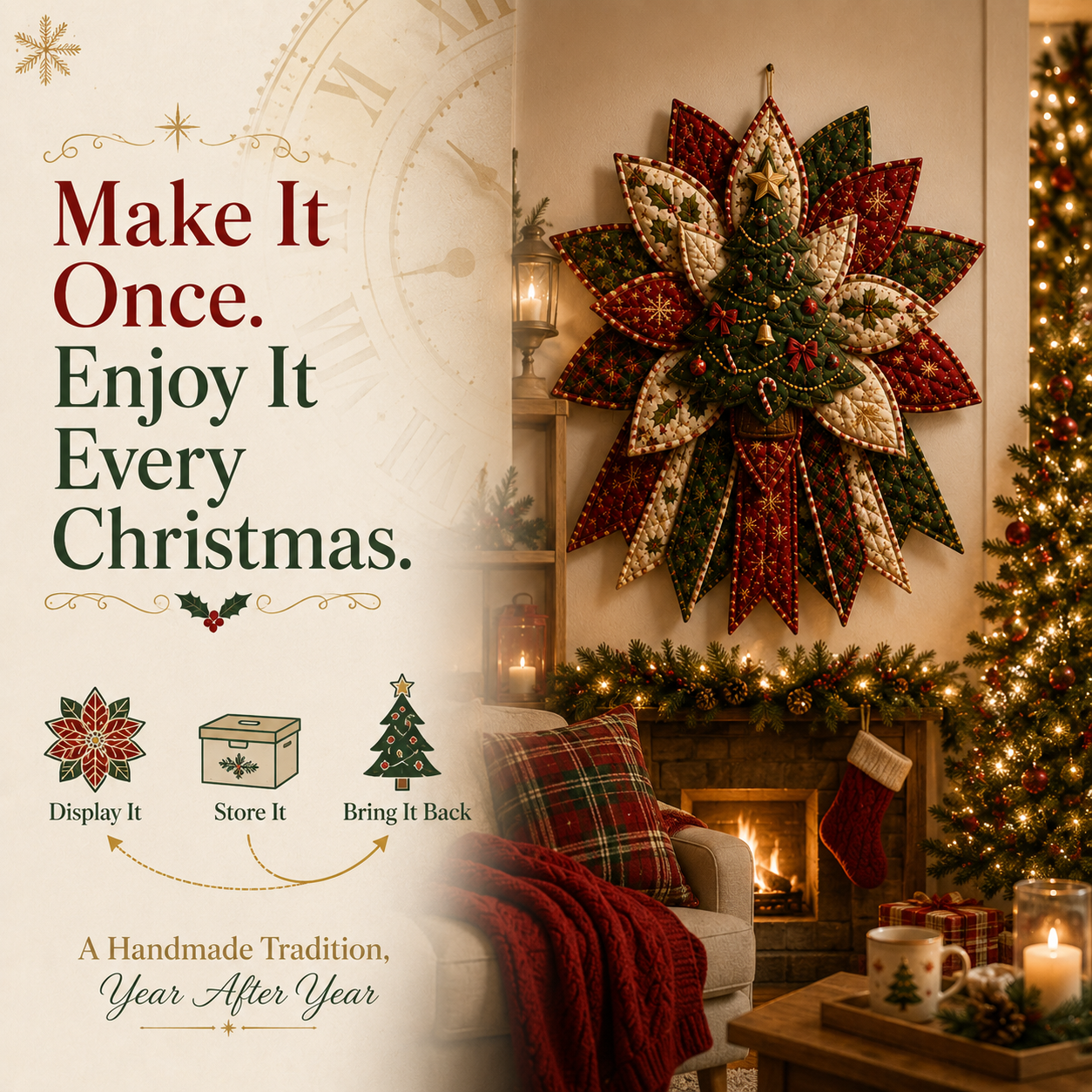 🎄 HOT SALE 70% OFF 🎅 Beginner-Friendly Oversized Christmas Quilted Door Hanger Kit