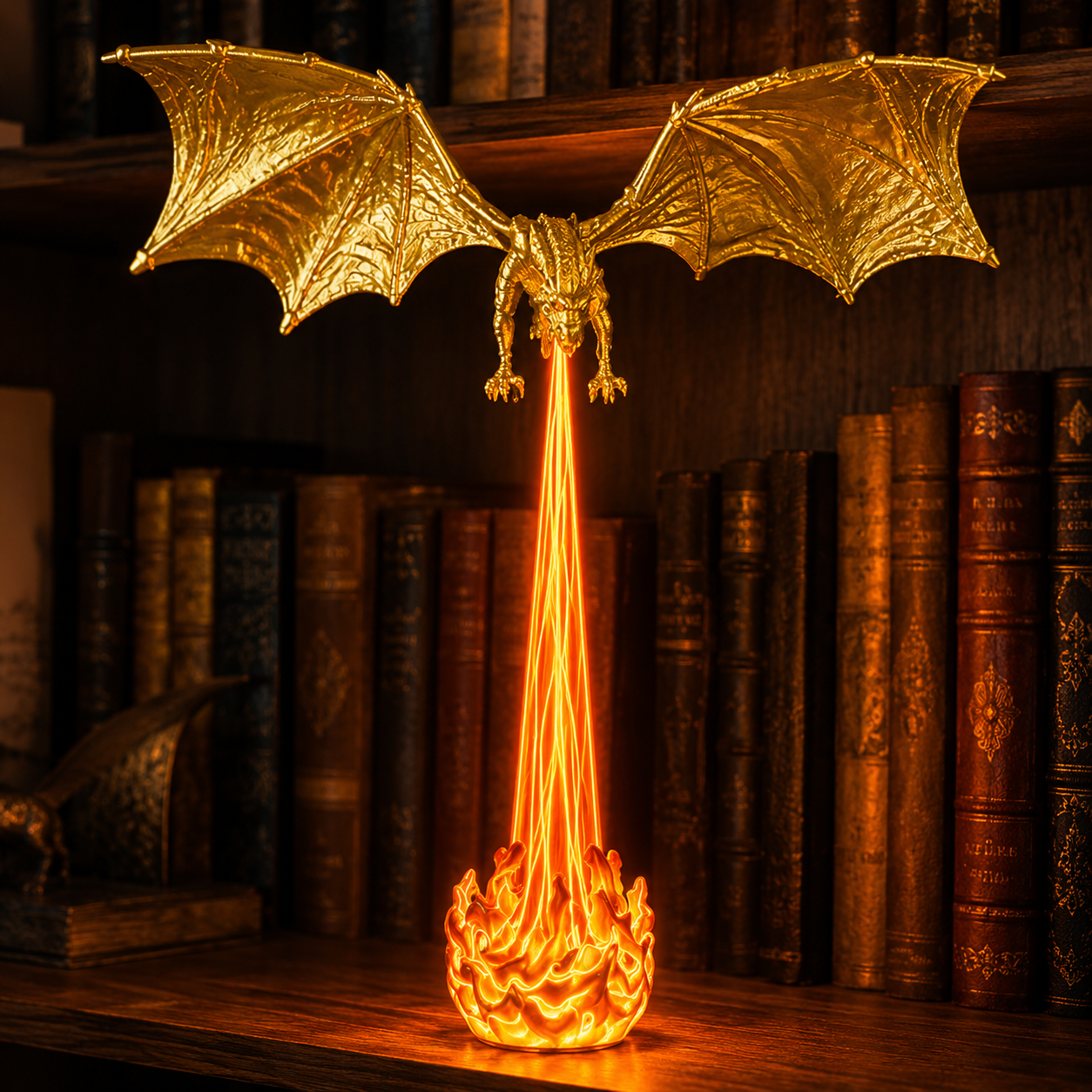 💥75% OFF 🐉Light-Up Dragon Fire Bookshelf Lamp