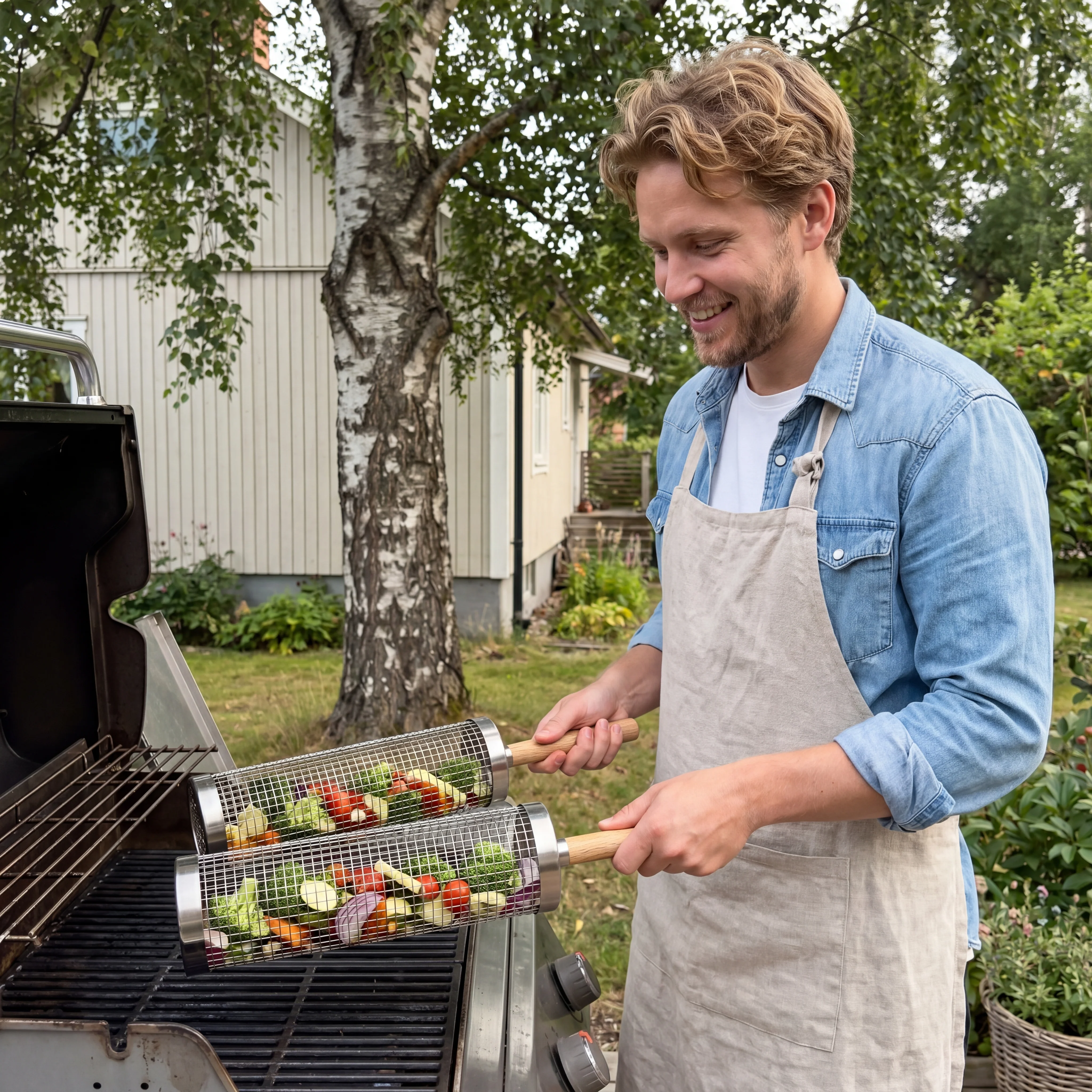 🔥75% OFF - Rolling 304 Stainless Steel Grill Basket for Small Foods