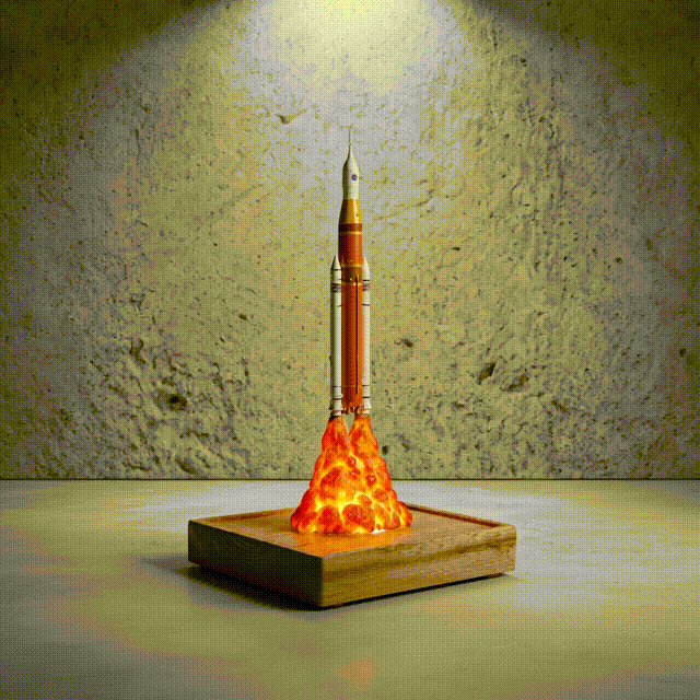 Rocket Liftoff Desk Lamp with Wooden Base🚀