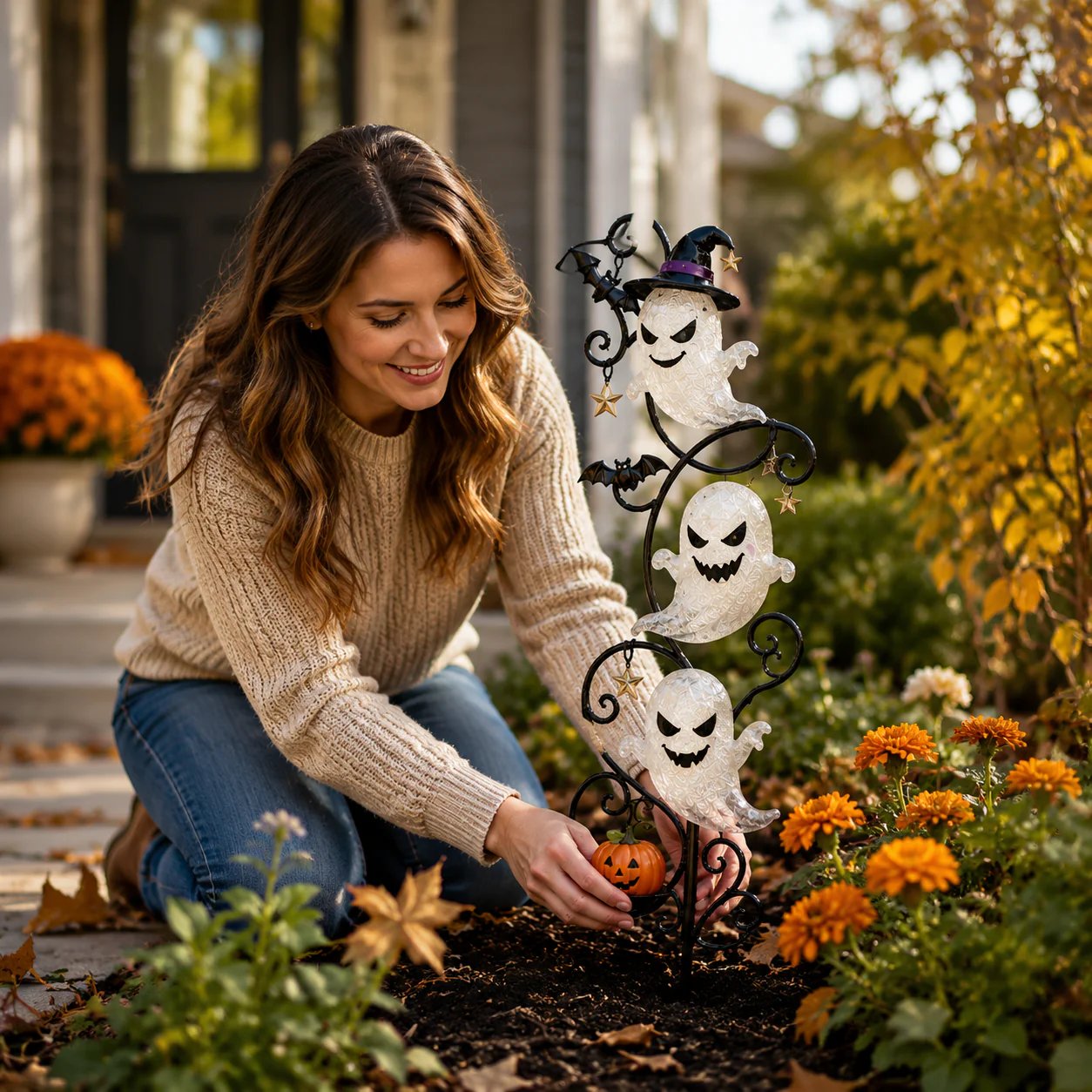 🔥Limited Time 65% OFF 👻 Solar Halloween Little Ghost Garden Stake Light