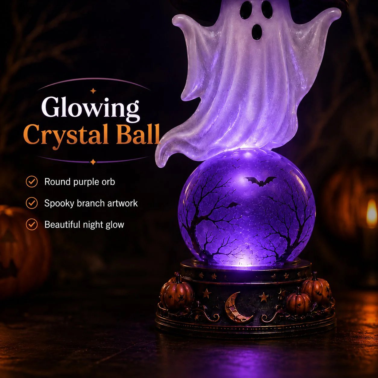 🔥 Last Day 55% OFF🎃Halloween Raven Crystal Ball Lighted Decor👻