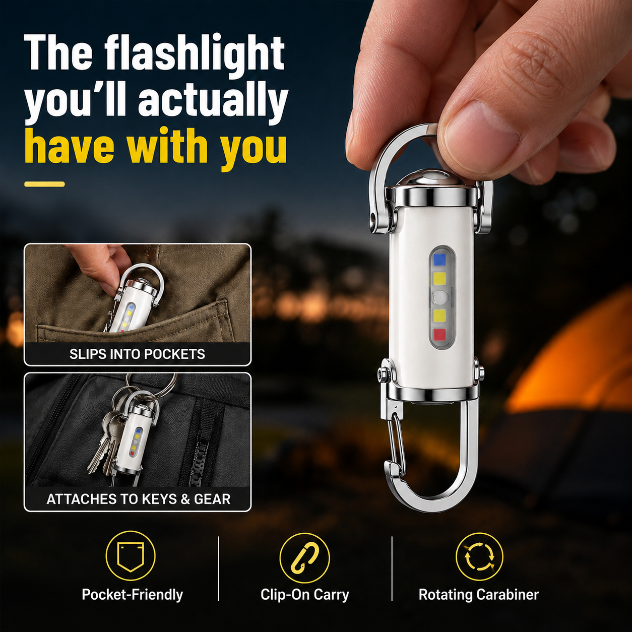 💥75% OFF 💡1200LM Super Bright Mini Keychain Flashlight Waterproof