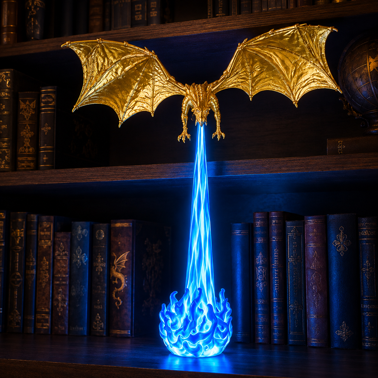 💥75% OFF 🐉Light-Up Dragon Fire Bookshelf Lamp
