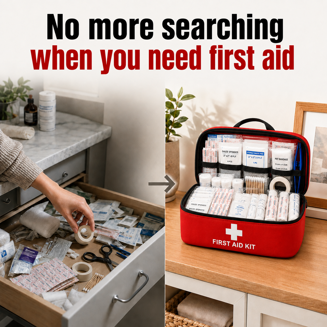 160-Piece First Aid Kit for Home, Car & Travel