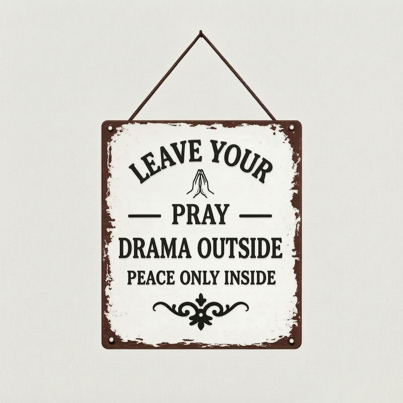 “LEAVE YOUR DRAMA OUTSIDE” Hanging Sign - Guard Your Sanctuary
