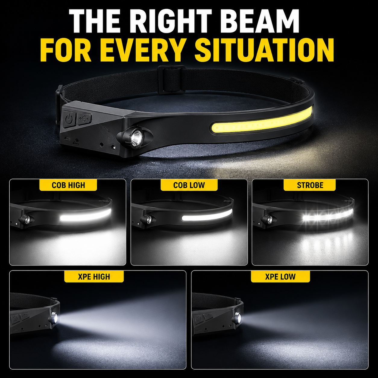 🔥HOT SALE 70% OFF💡230° Wide-Beam Wave Sensor Headlamp