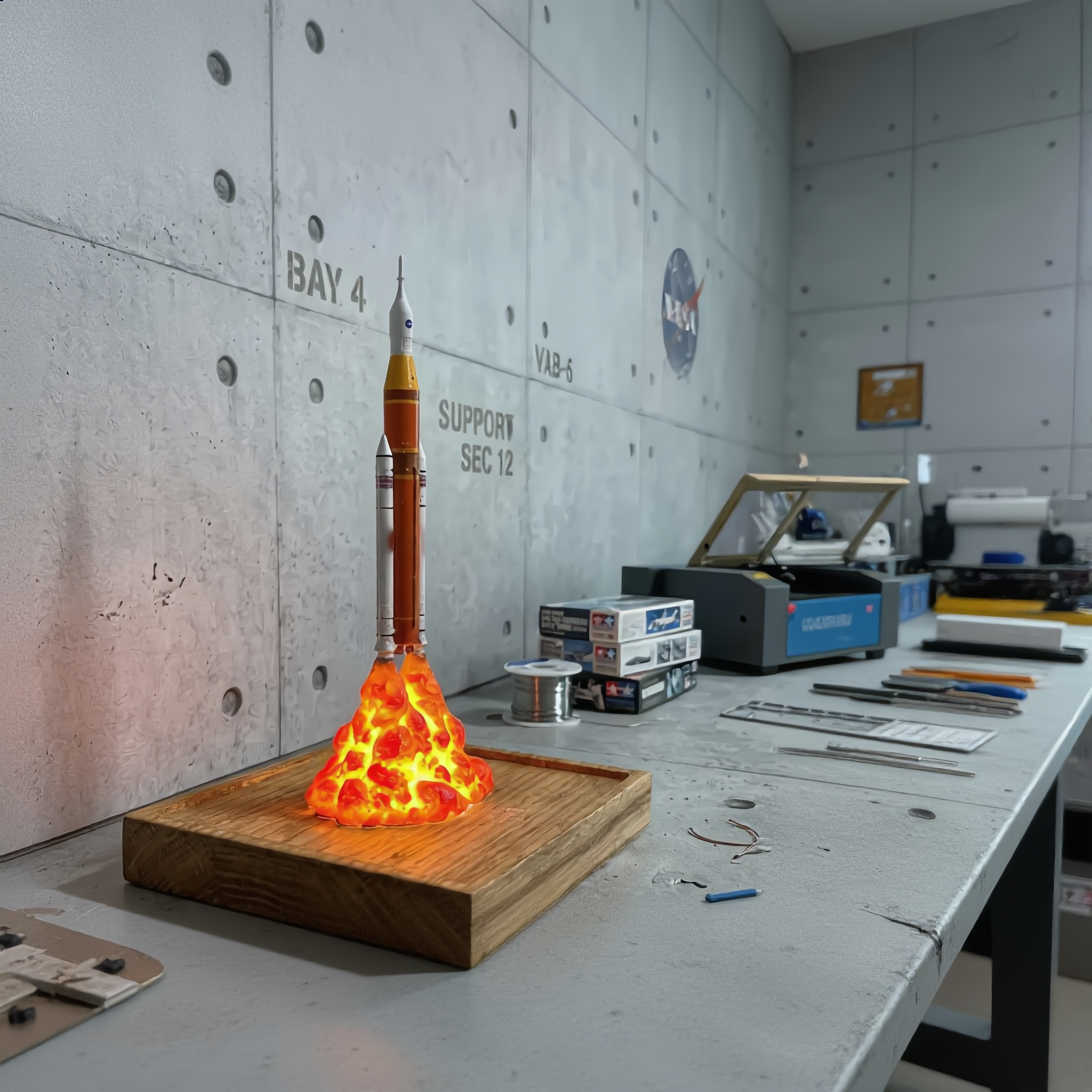 Rocket Liftoff Desk Lamp with Wooden Base🚀
