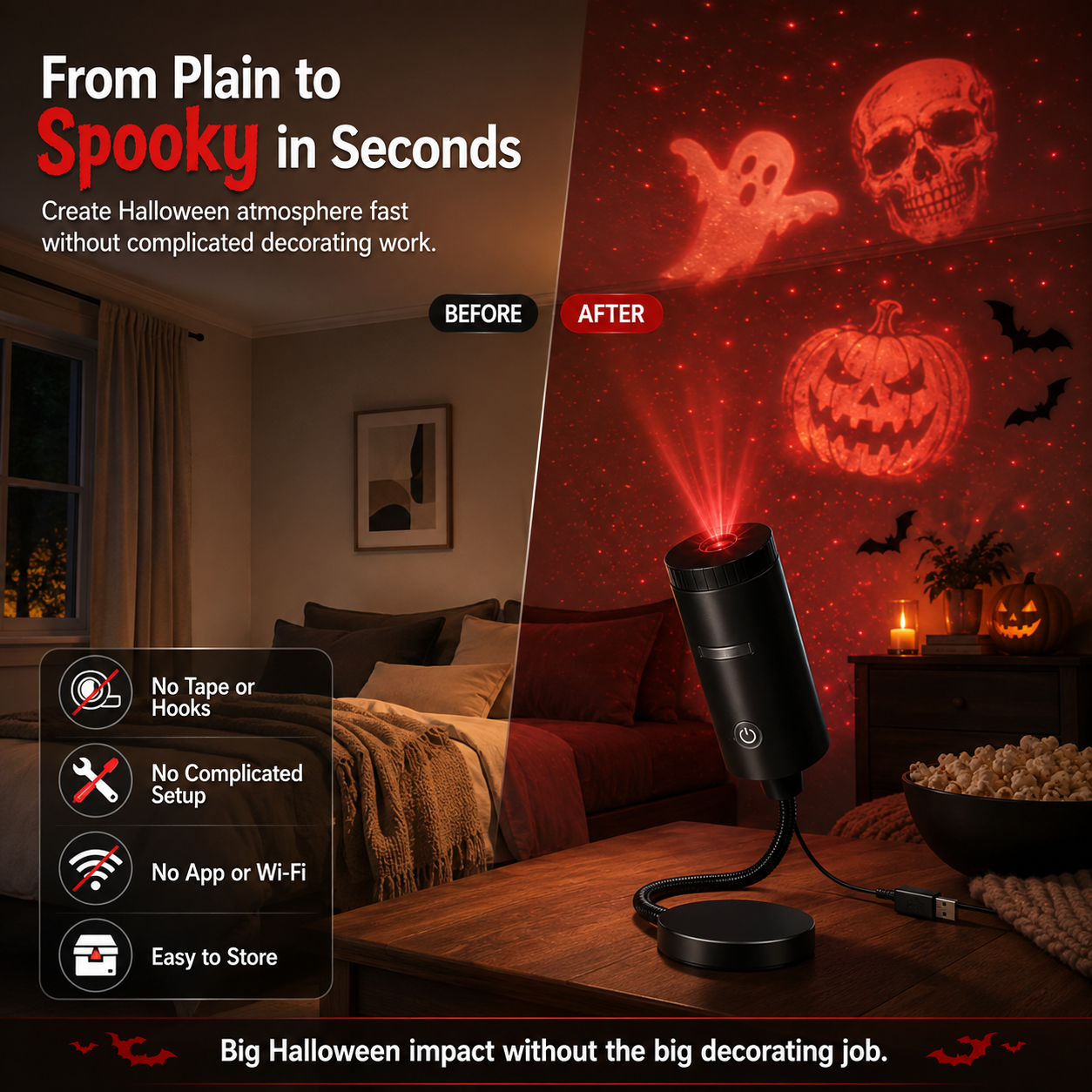 🎃 Halloween Sale 70% OFF 💫 Plug-&-Play Halloween Scene Projector