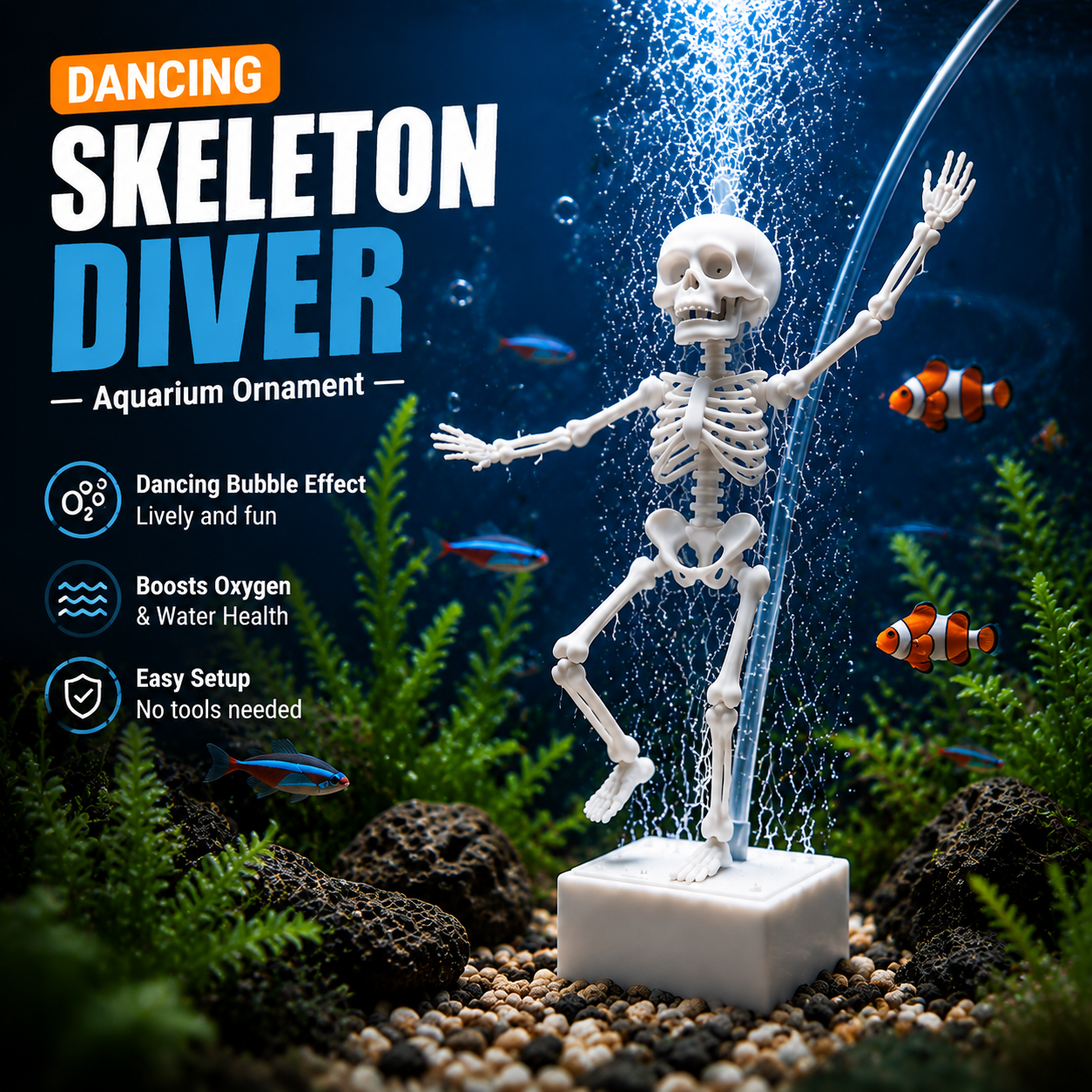 🐠Dancing Skeleton Diver™ Aquarium Ornament – Turn Your Fish Tank Into A Deep-Sea Adventure