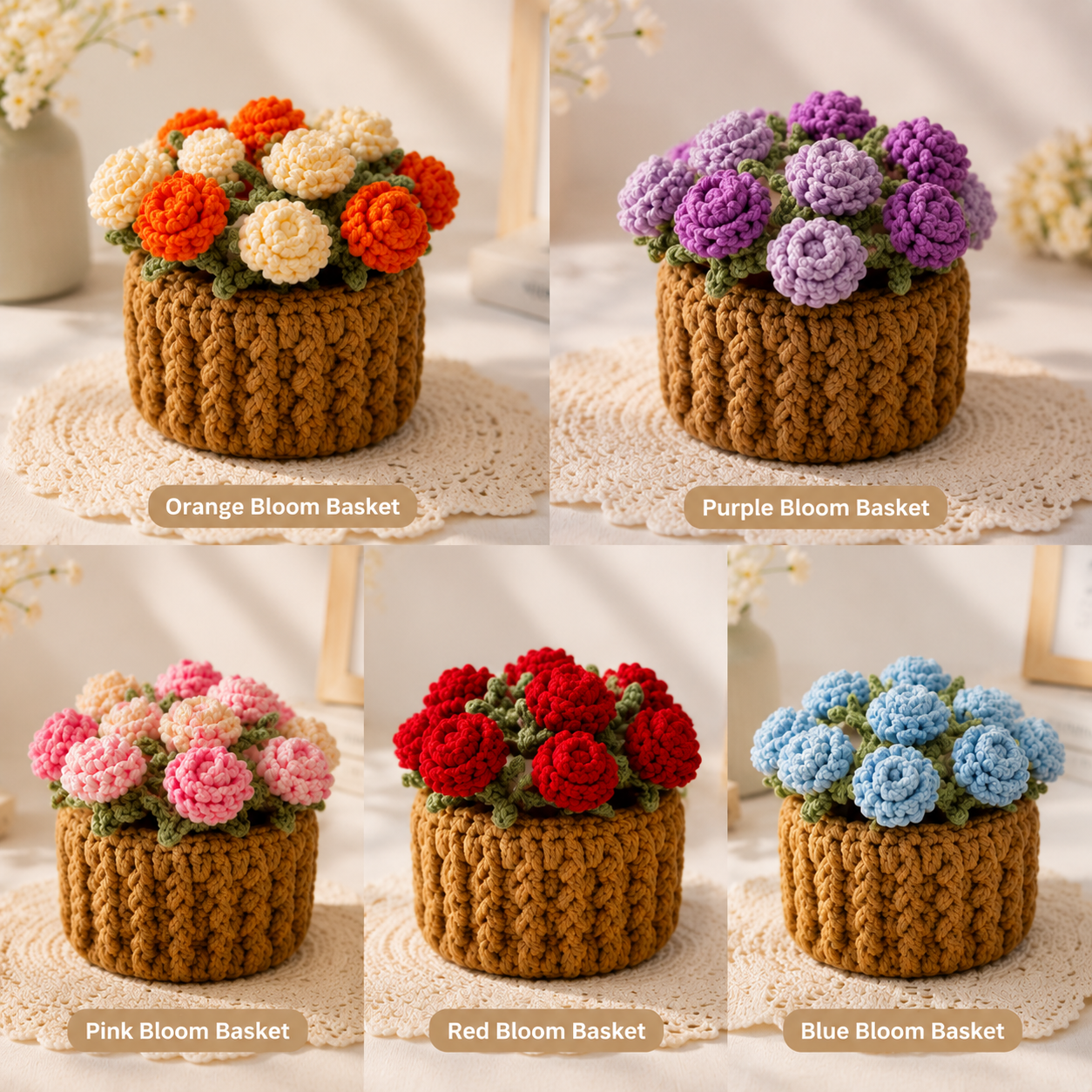 Handmade Bloom Flower Coaster Basket – 2-in-1 Floral Table Decor & Cozy Home Accent