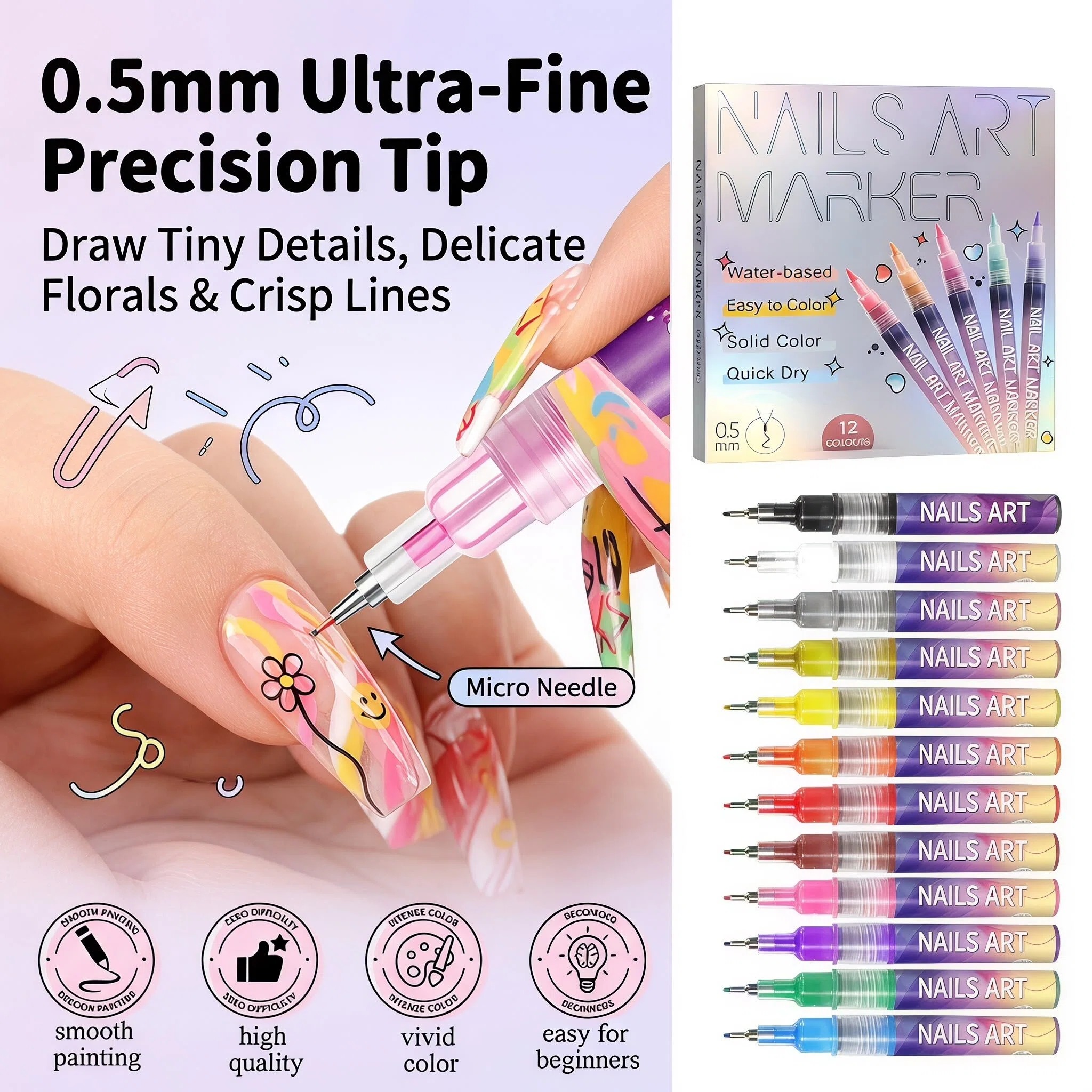 🔥Last Day 65%OFF🎨12 Colors Nail Art Pens Set