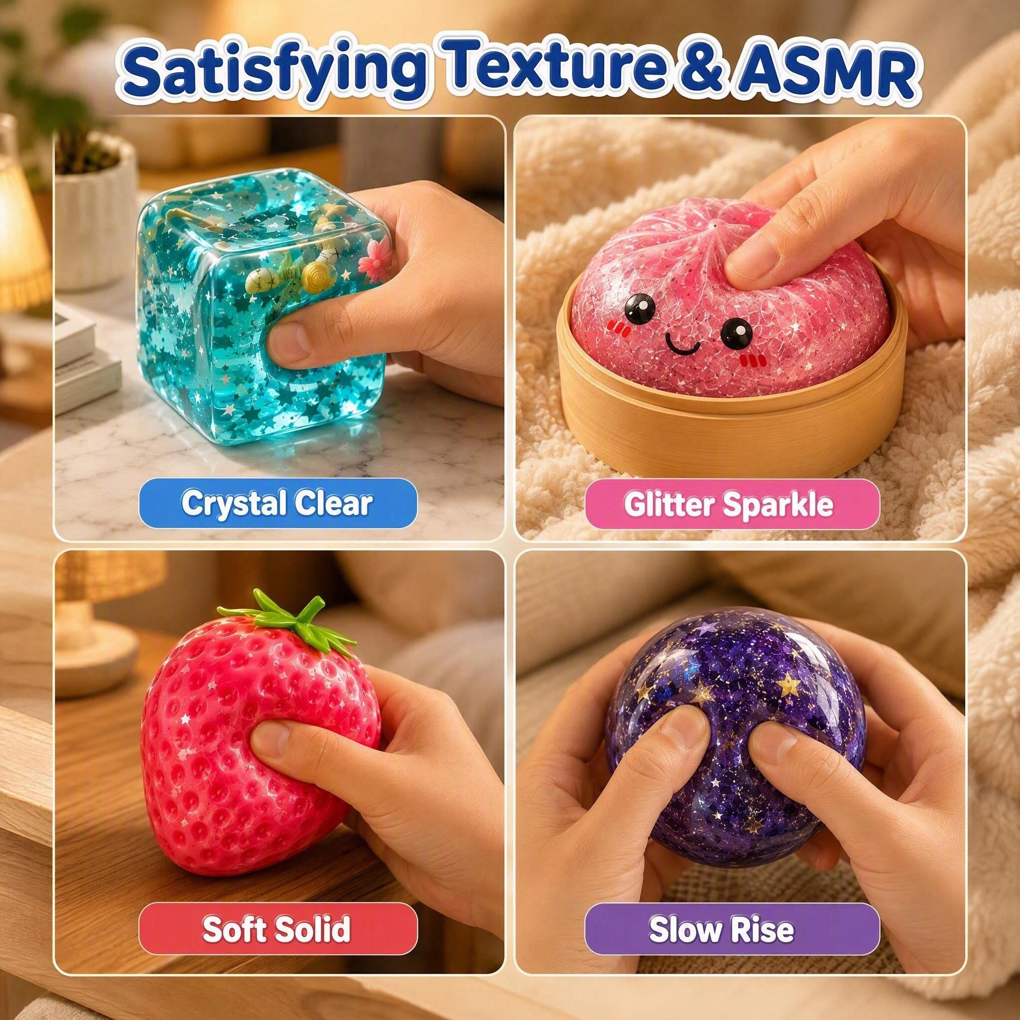 Mystery Squishy Gift Box 8Pcs Sensory Stress Relief Fidget Toys for Kids & Adults