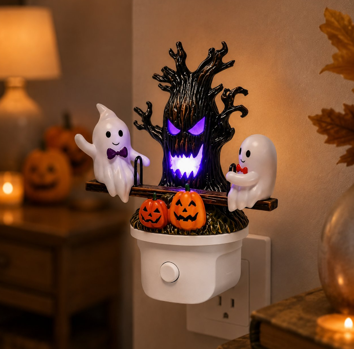 🍂Decorate Early Save 65%🔥Ghost Campfire Plug-In Nightlight, Cute Spooky Halloween Decor👻