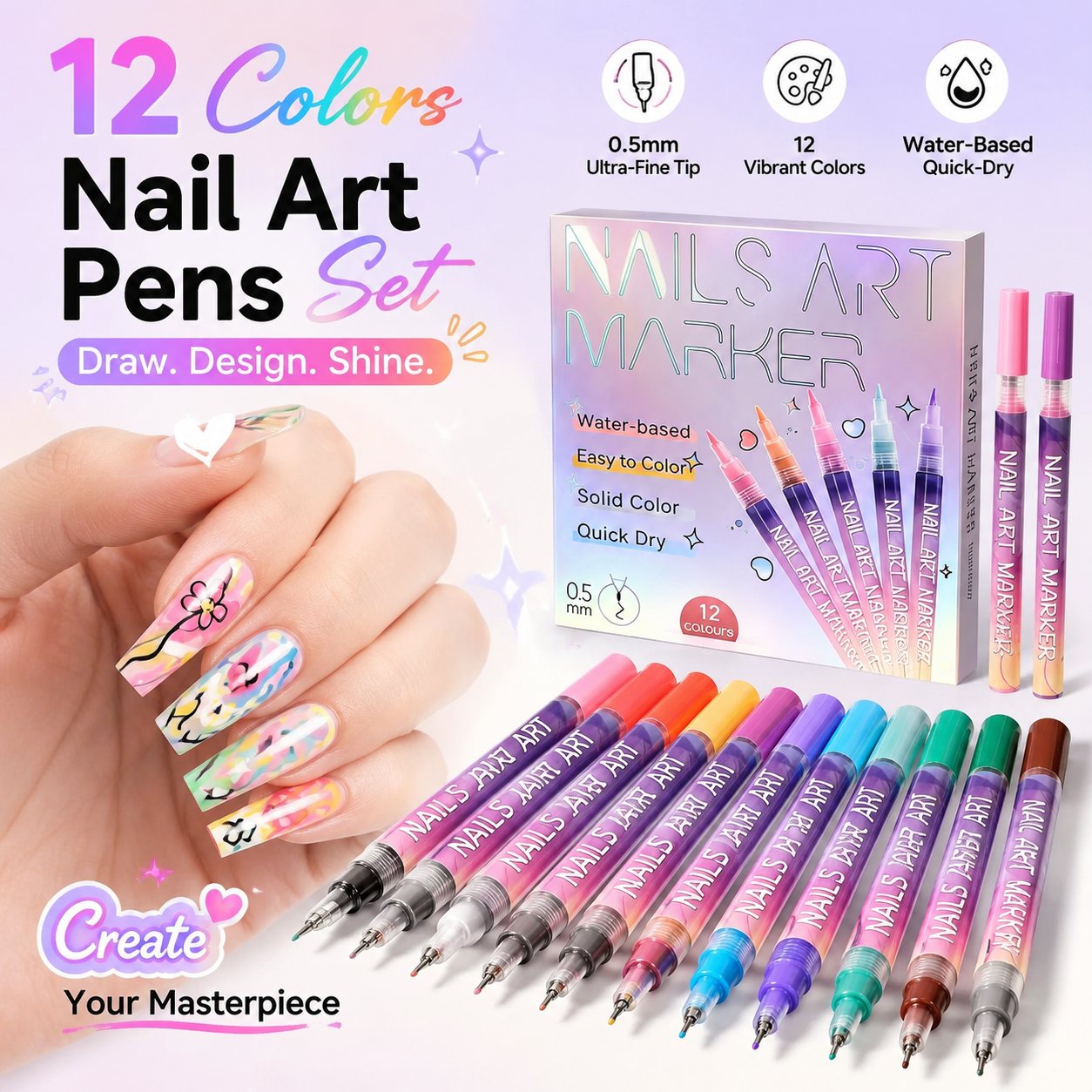 🔥Last Day 65%OFF🎨12 Colors Nail Art Pens Set