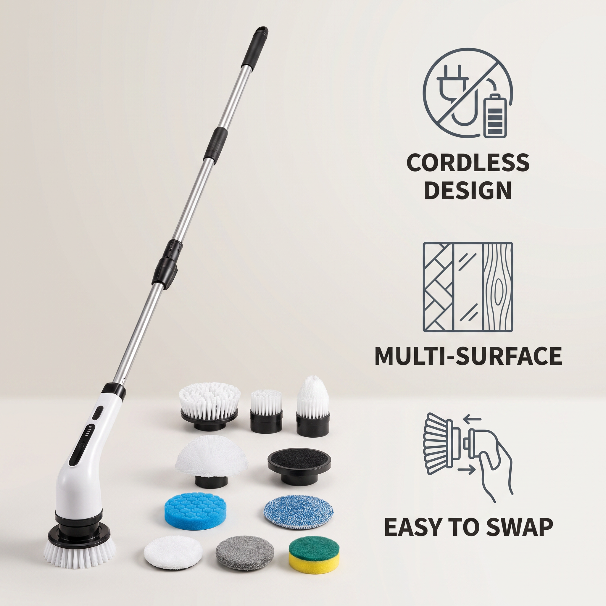 SpinClean™ Cordless Electric Spin Scrubber ——Clean Faster. Scrub Less. Enjoy A Spotless Home Effortlessly.